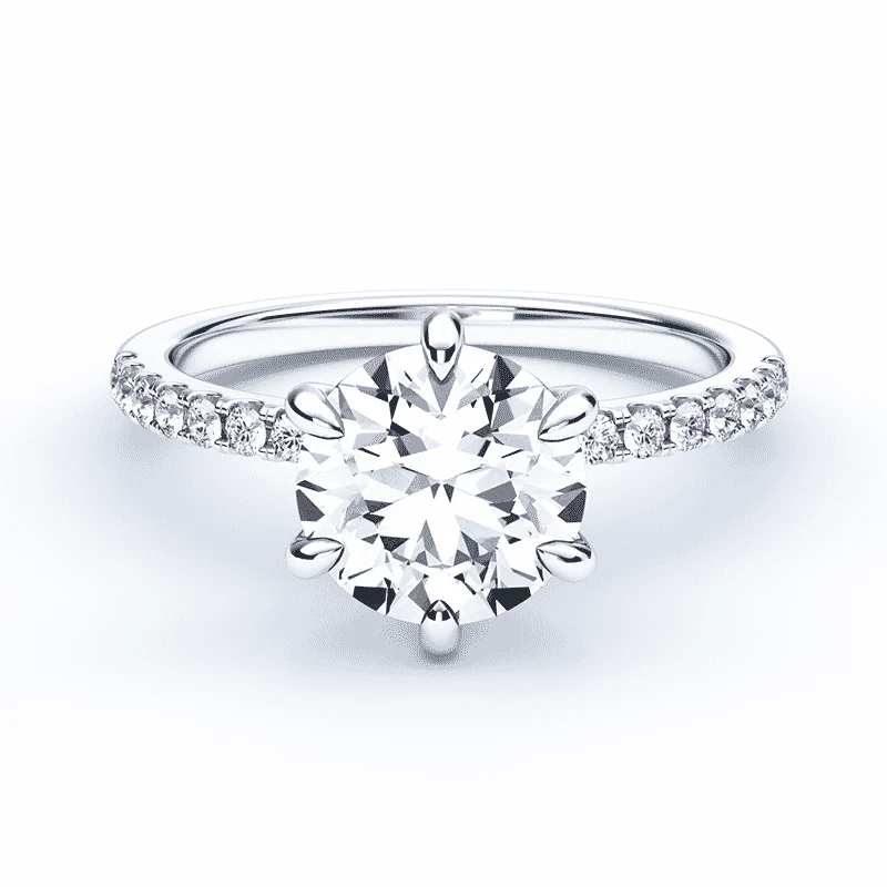 6 Prong Pave Engagement Ring