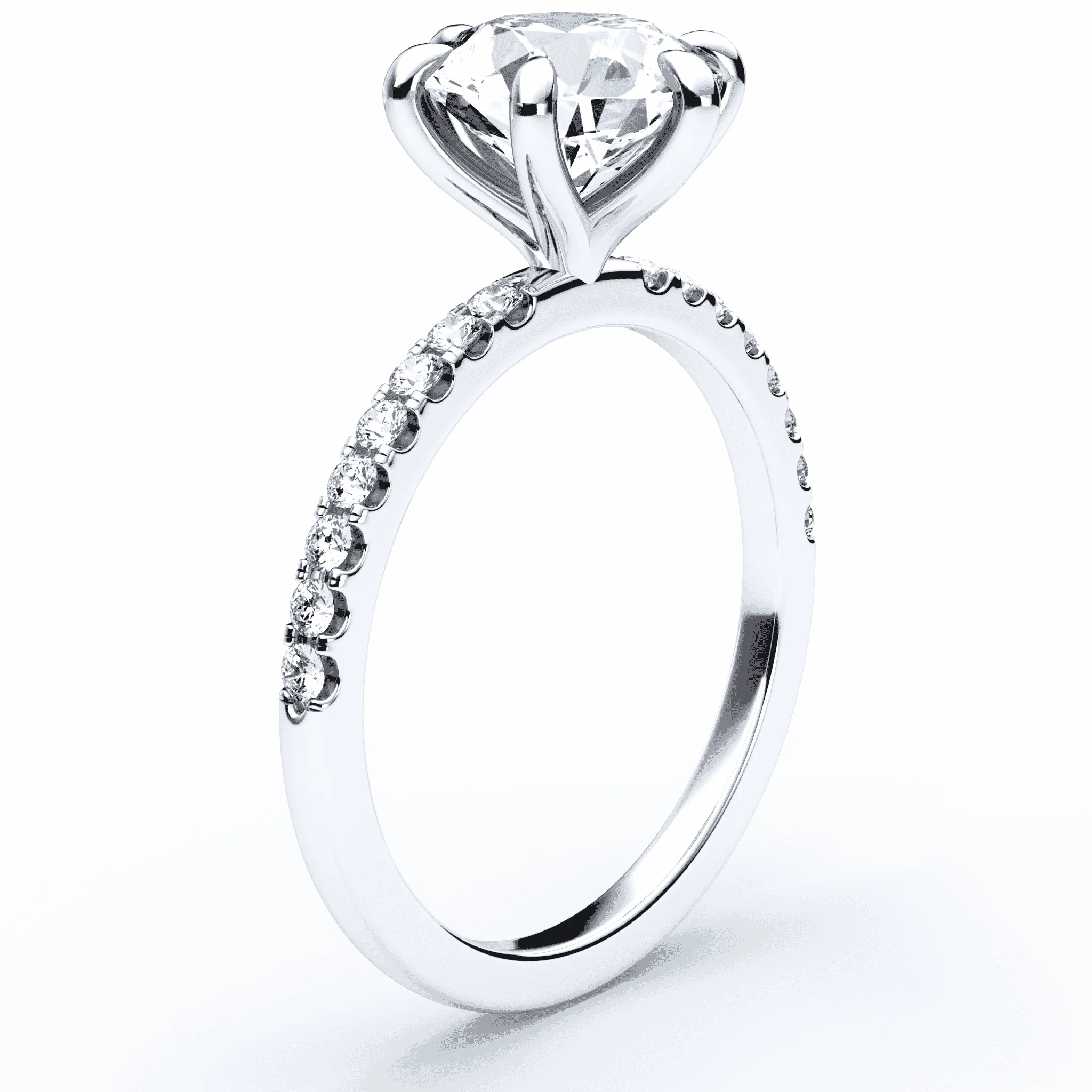6 Prong Pave Engagement Ring - Image 2