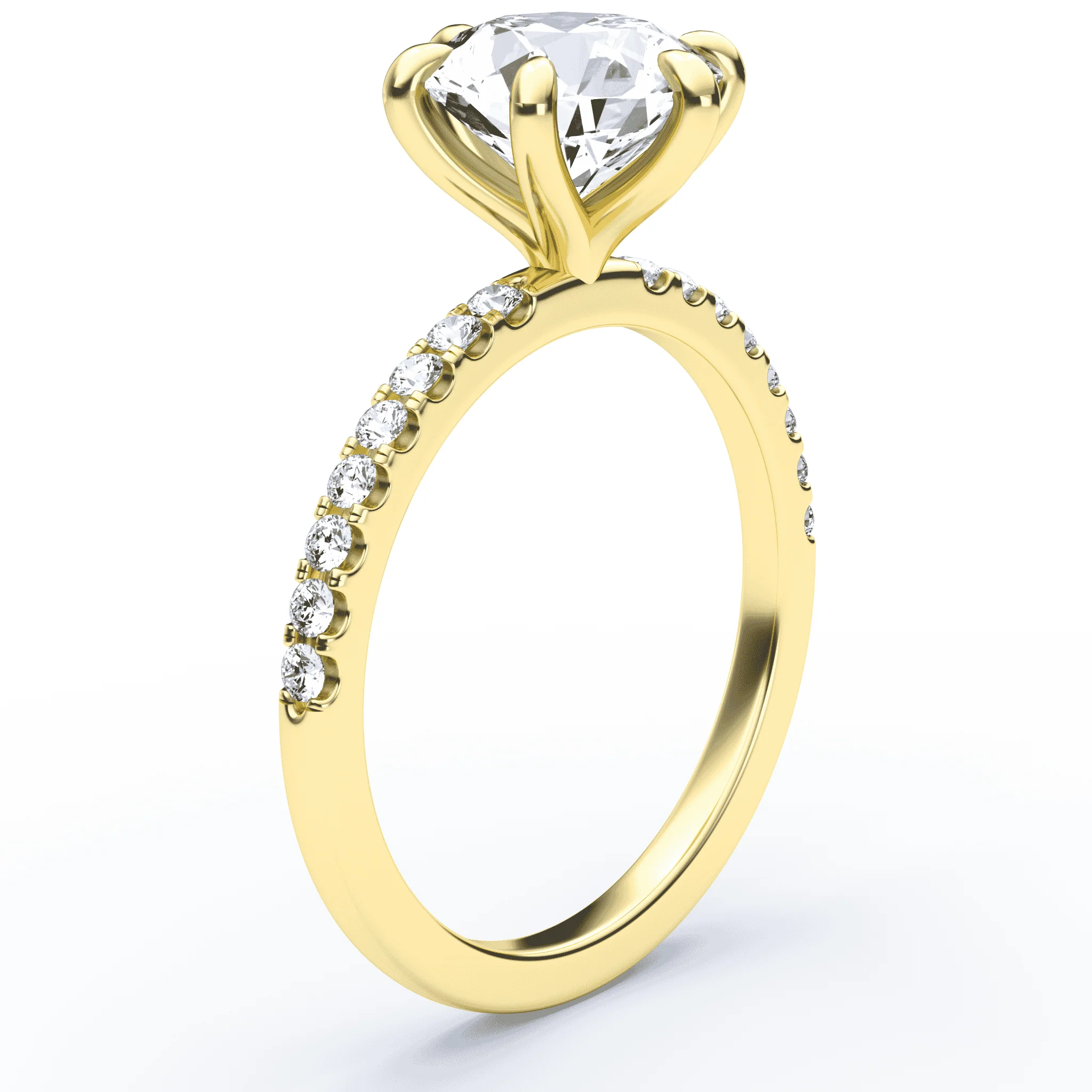6 Prong Pave Engagement Ring - Image 2
