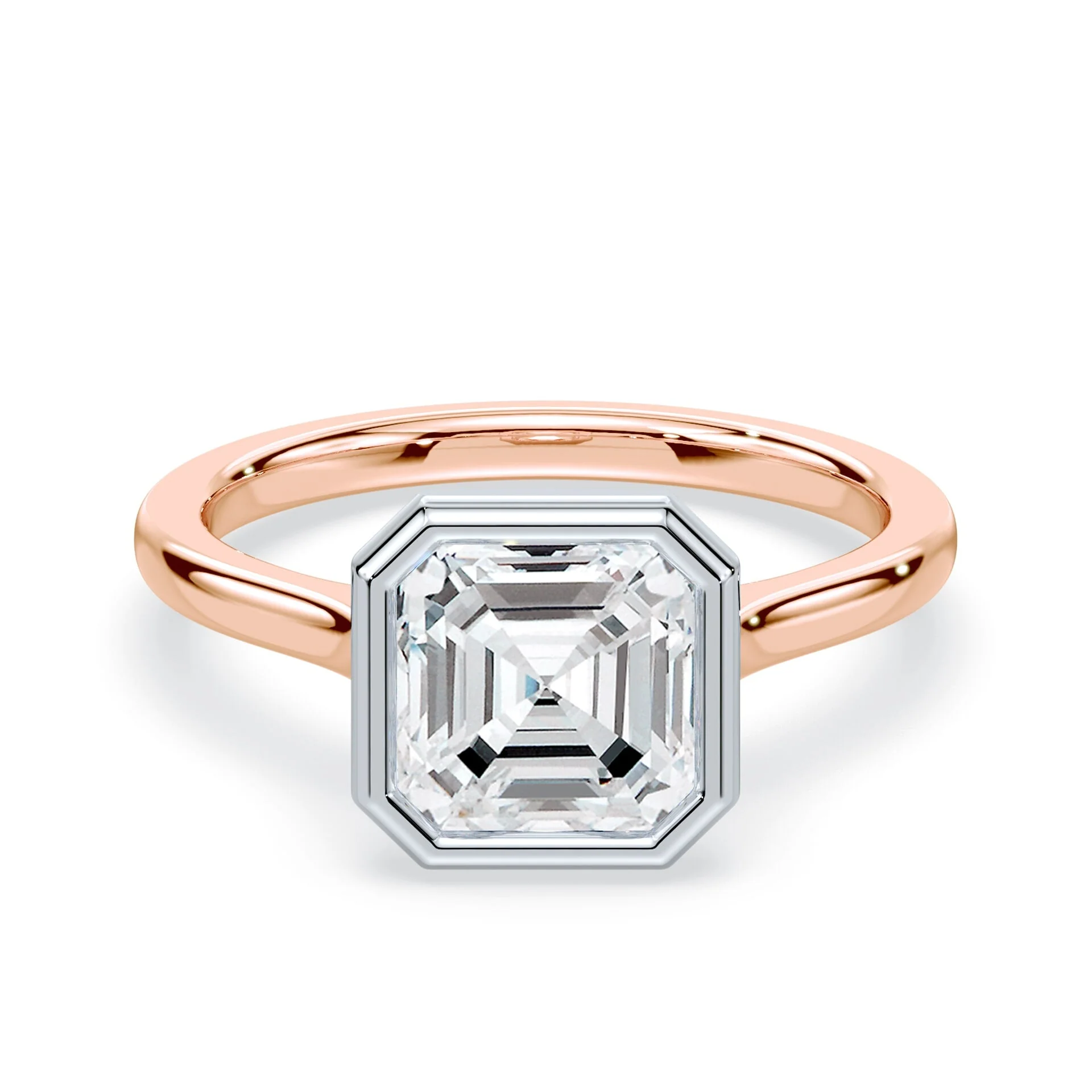 Asscher Cut Bezel Cathedral Ring
