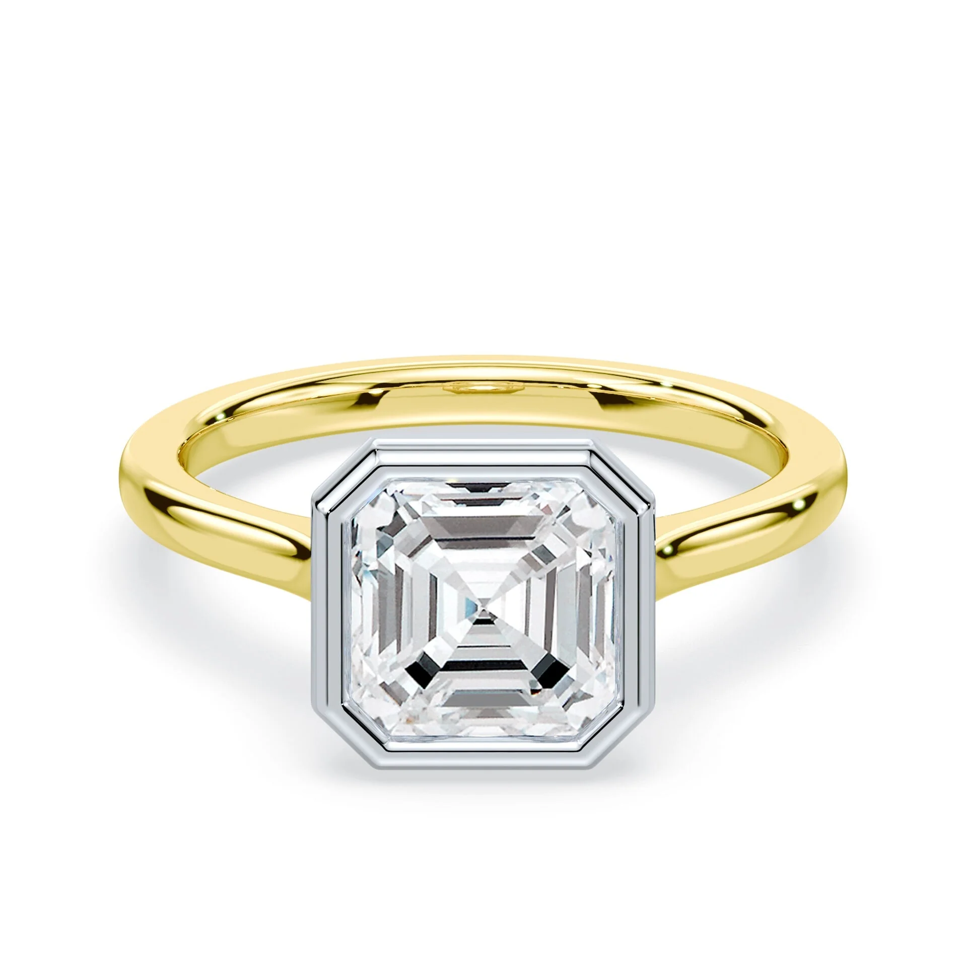 Asscher Cut Bezel Cathedral Ring