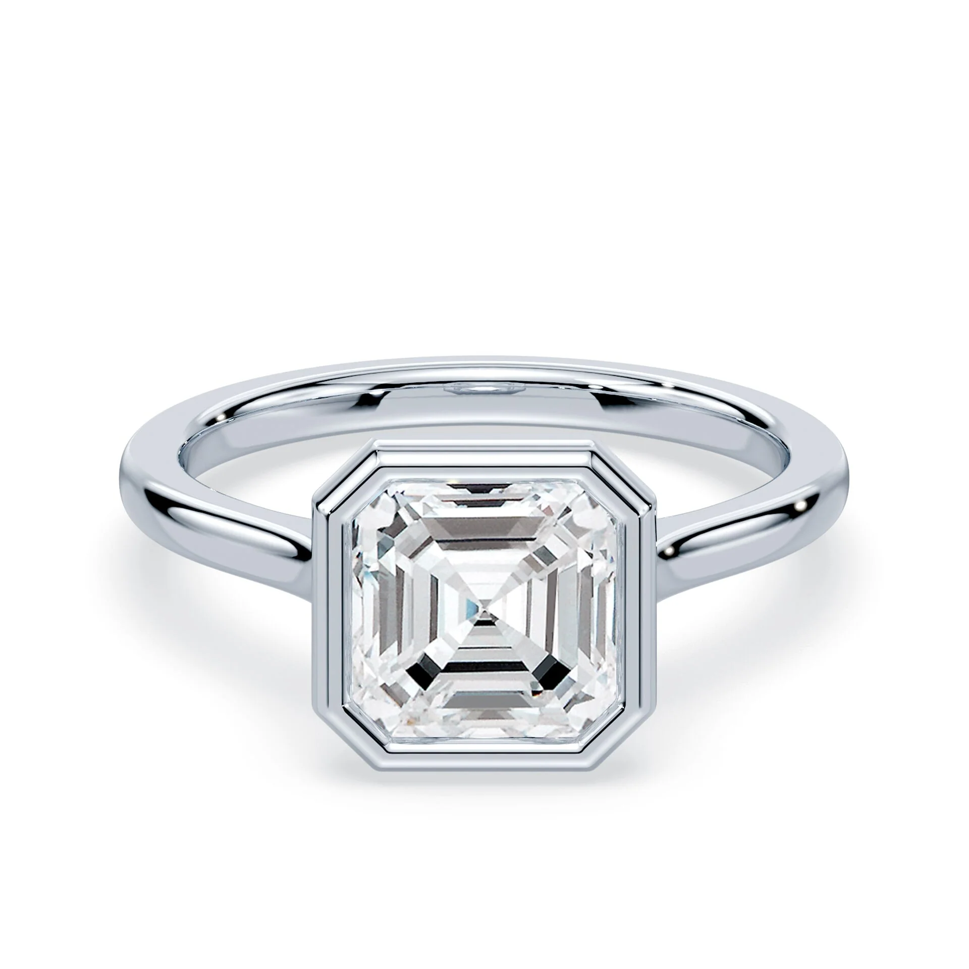 Asscher Cut Bezel Cathedral Ring