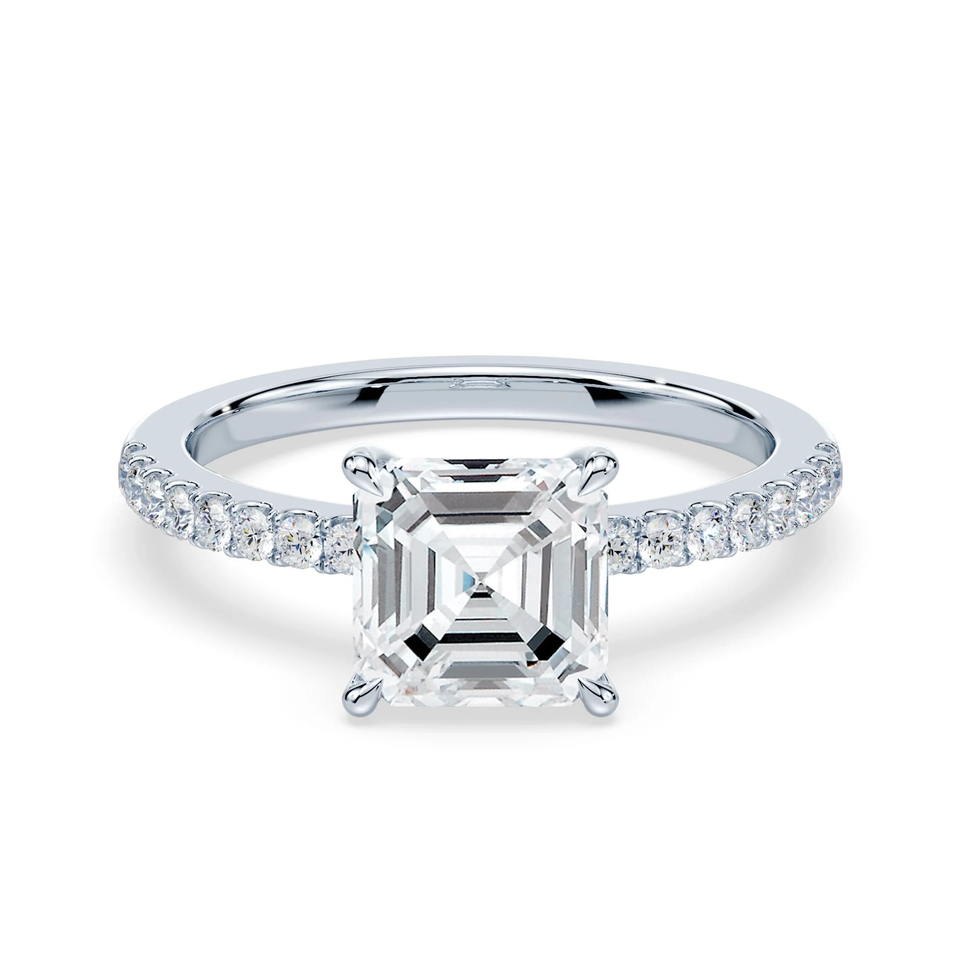 Asscher Cut Low Profile Pave Ring