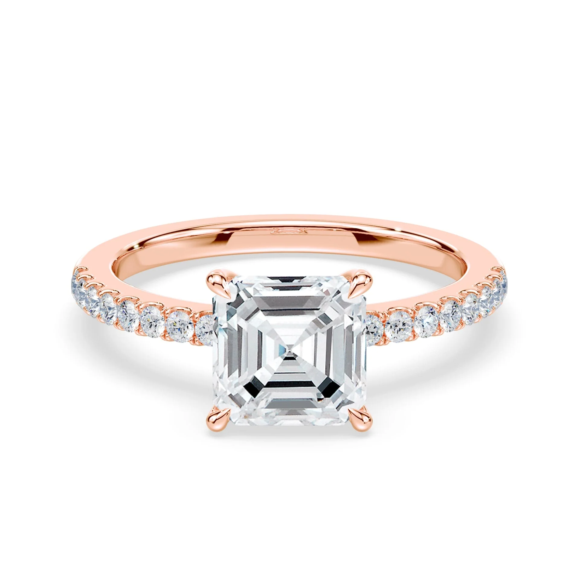 Asscher Cut Low Profile Pave Ring