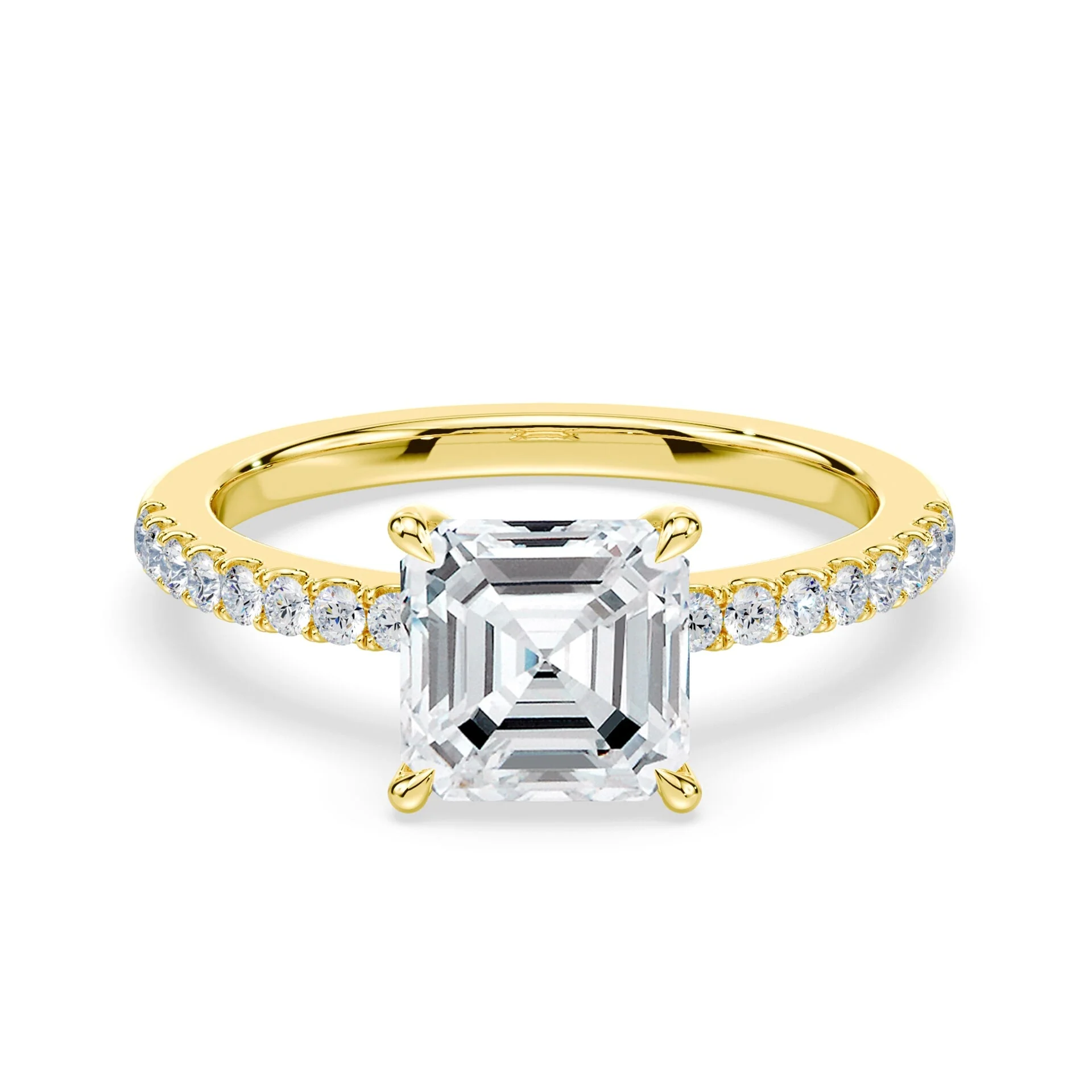 Asscher Cut Low Profile Pave Ring
