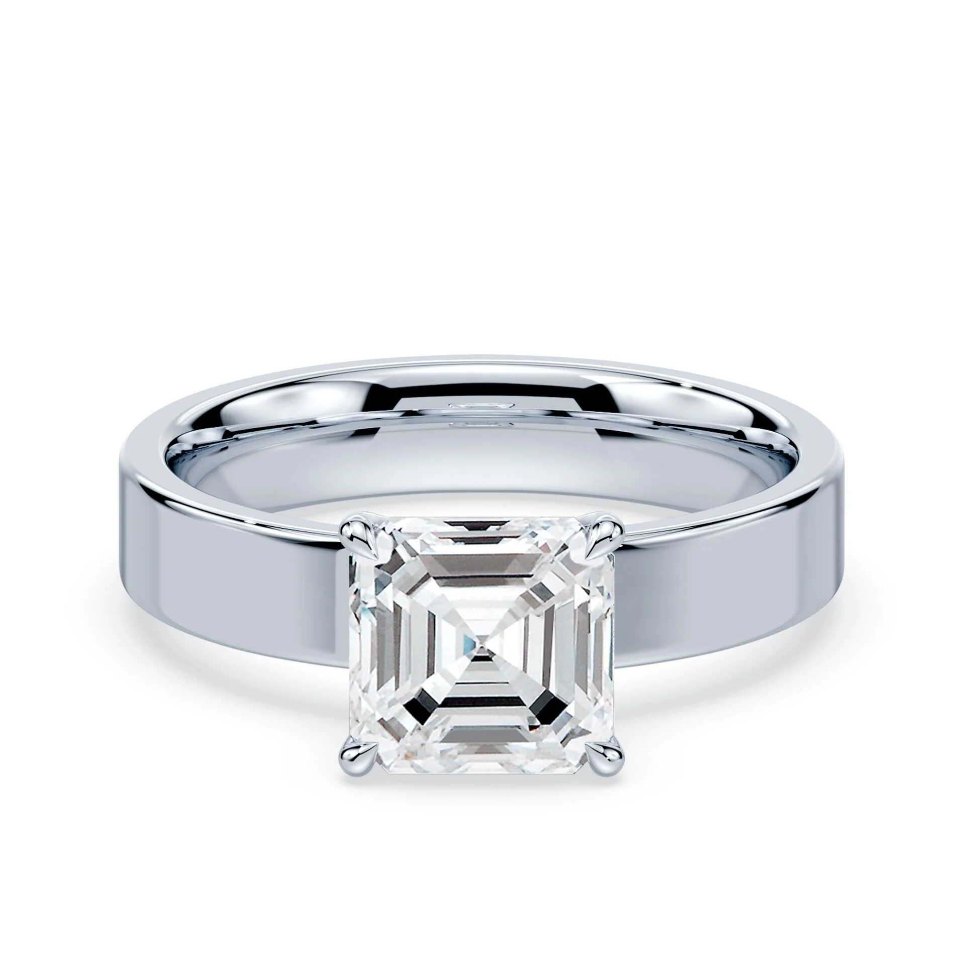 Asscher Low Profile Wide Solitaire