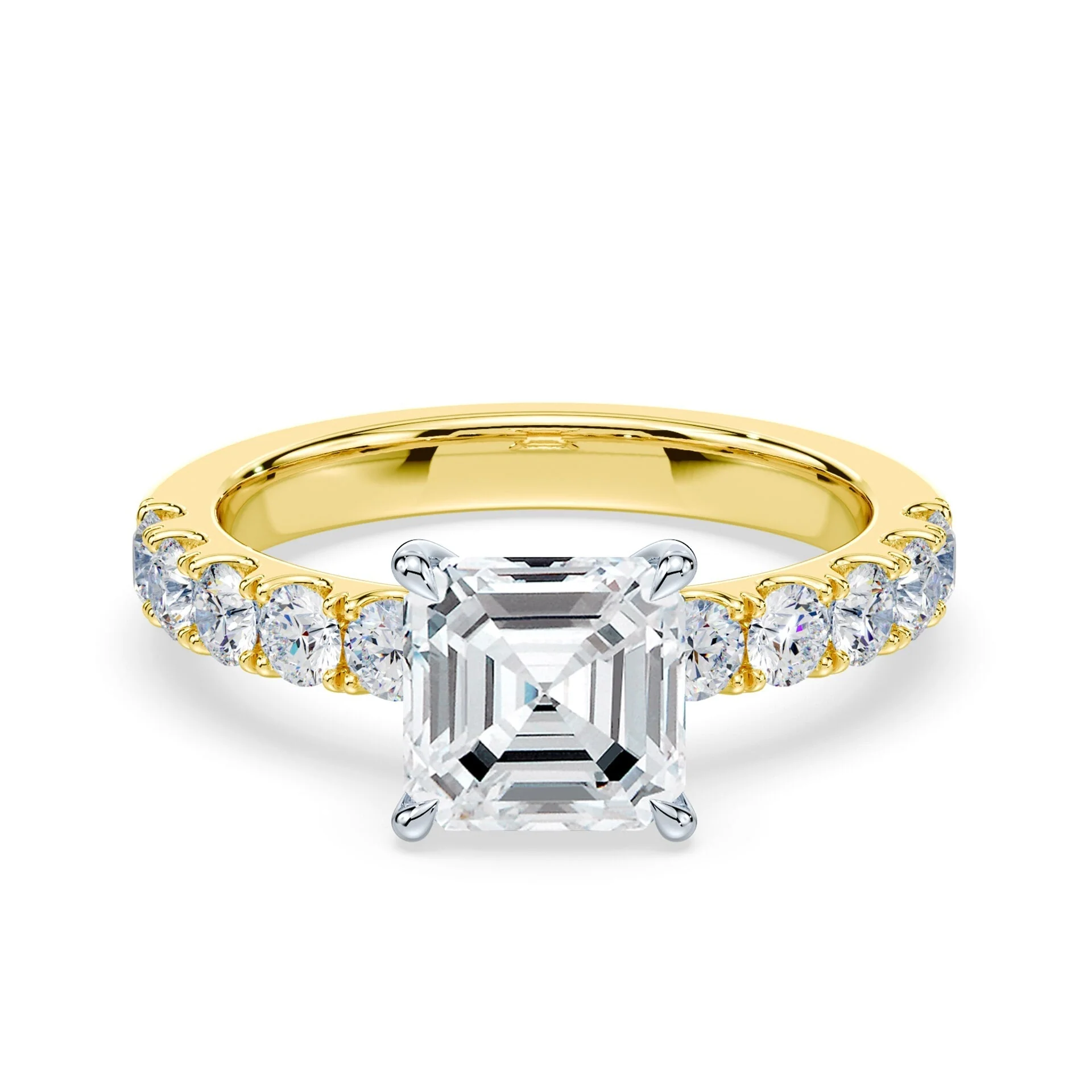 Asscher Low Profile Wide Pave Ring