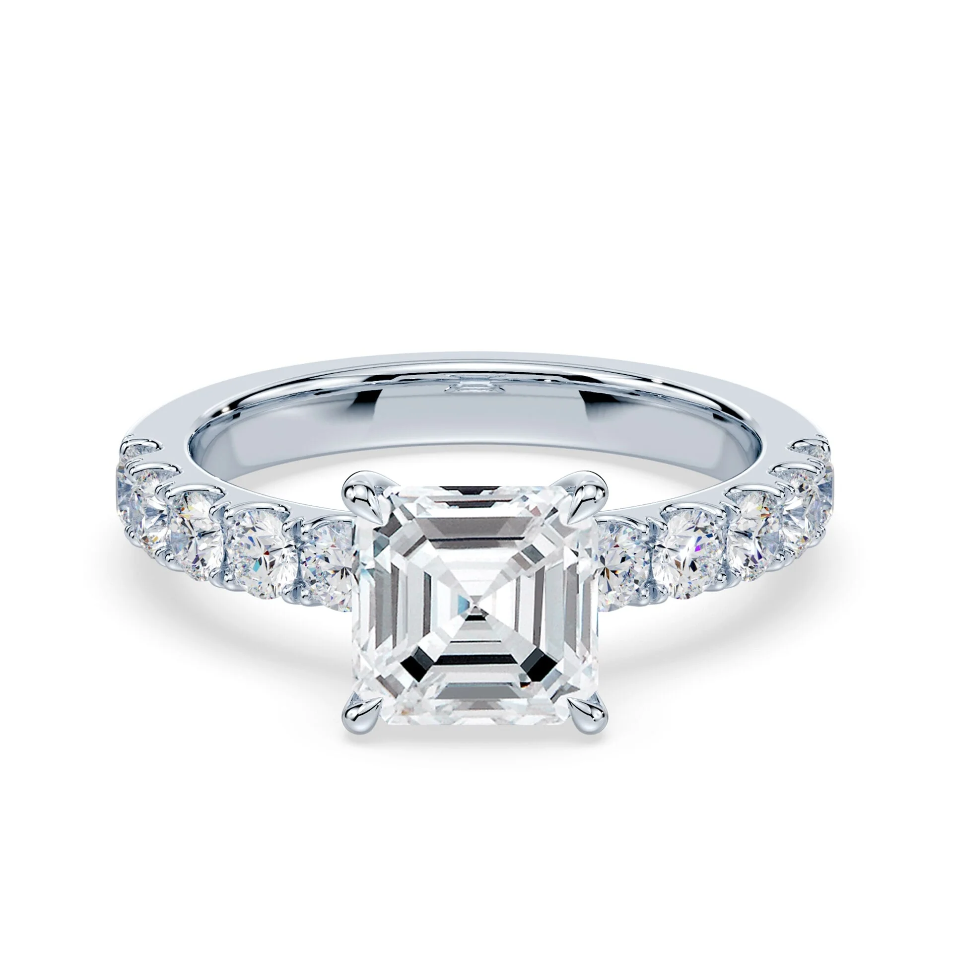 Asscher Low Profile Wide Pave Ring