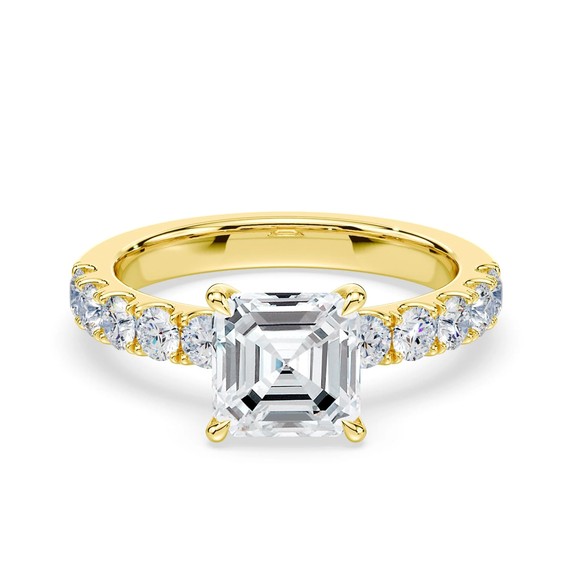Asscher Low Profile Wide Pave Ring