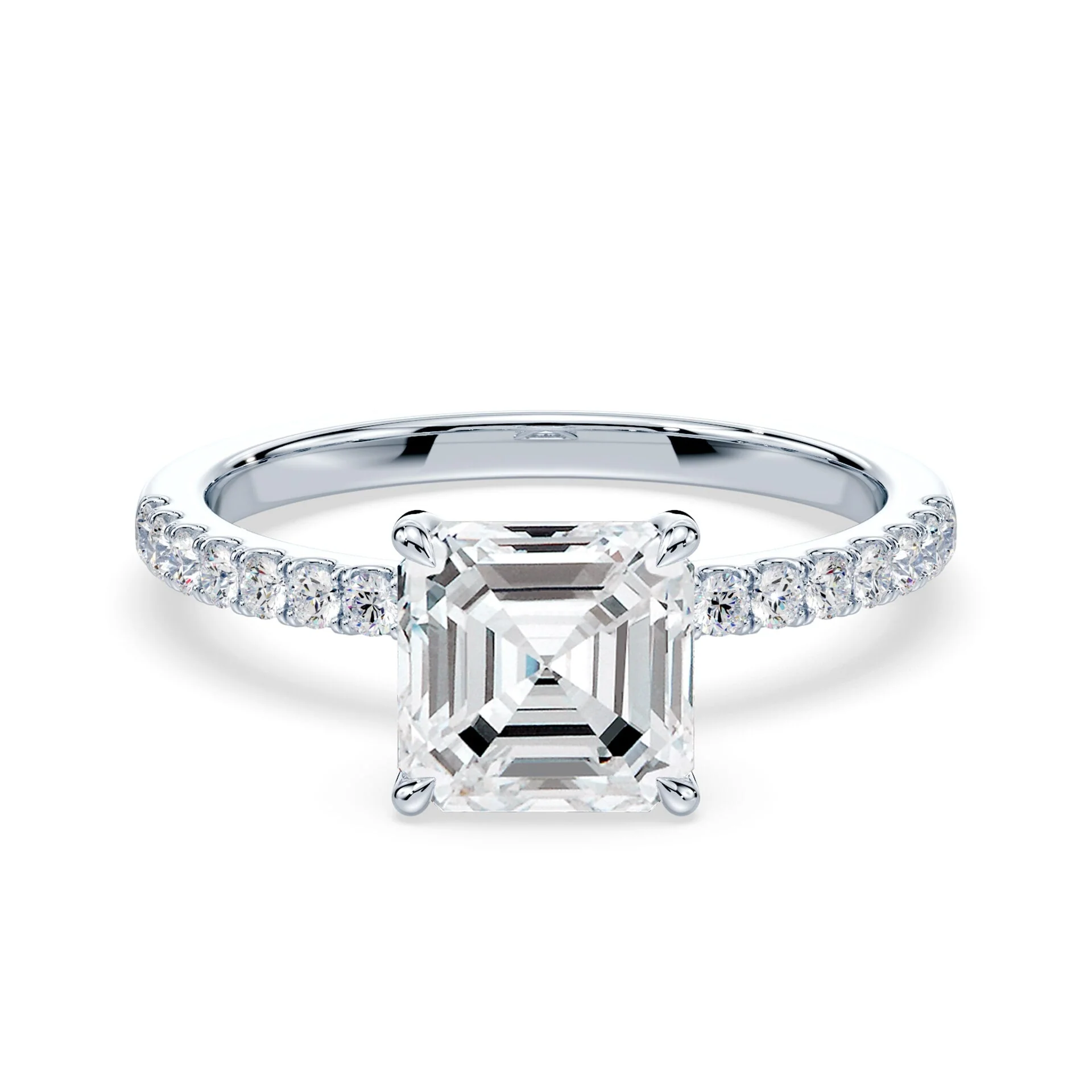 Asscher Hidden Halo Pave Ring