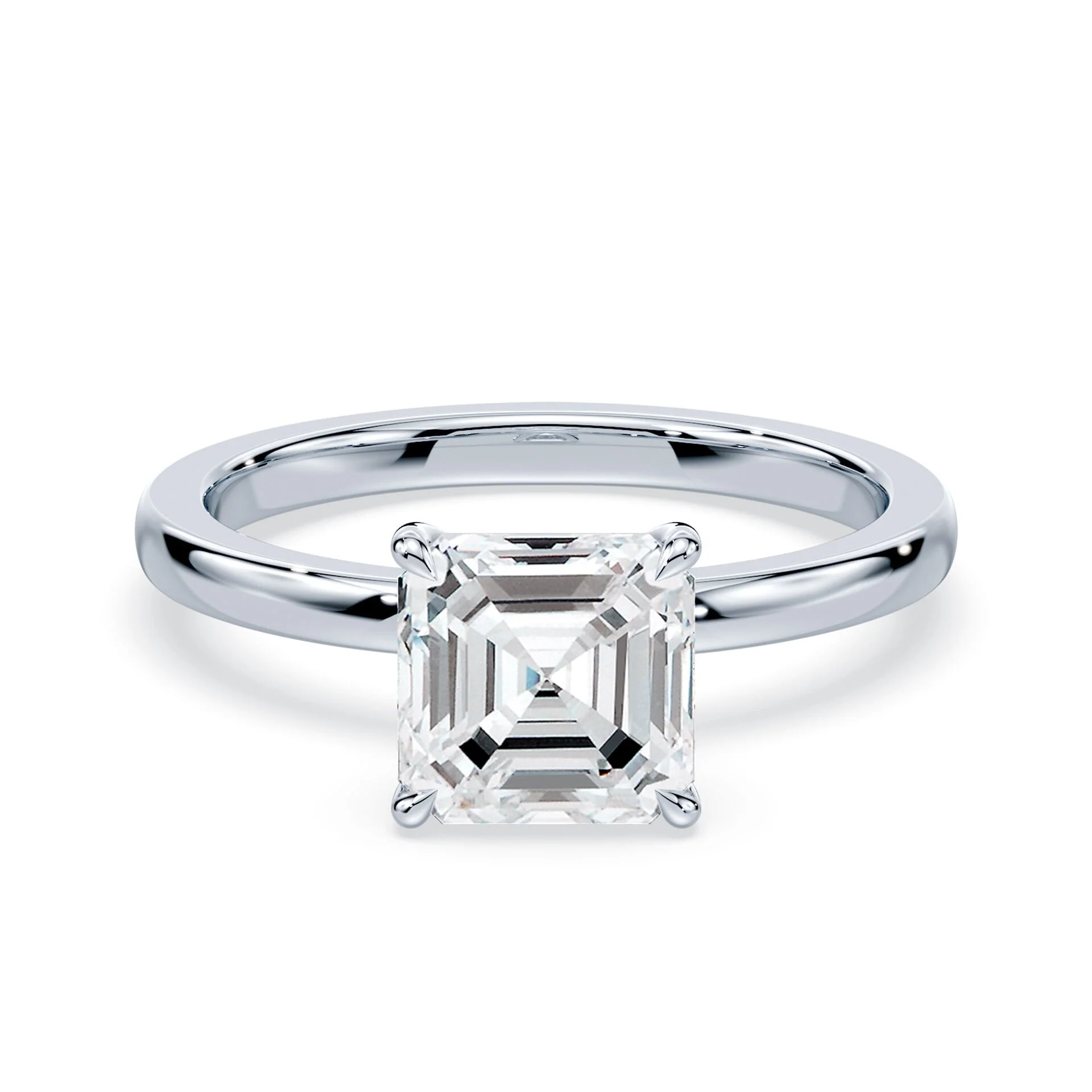 Asscher Hidden Halo Engagement Ring