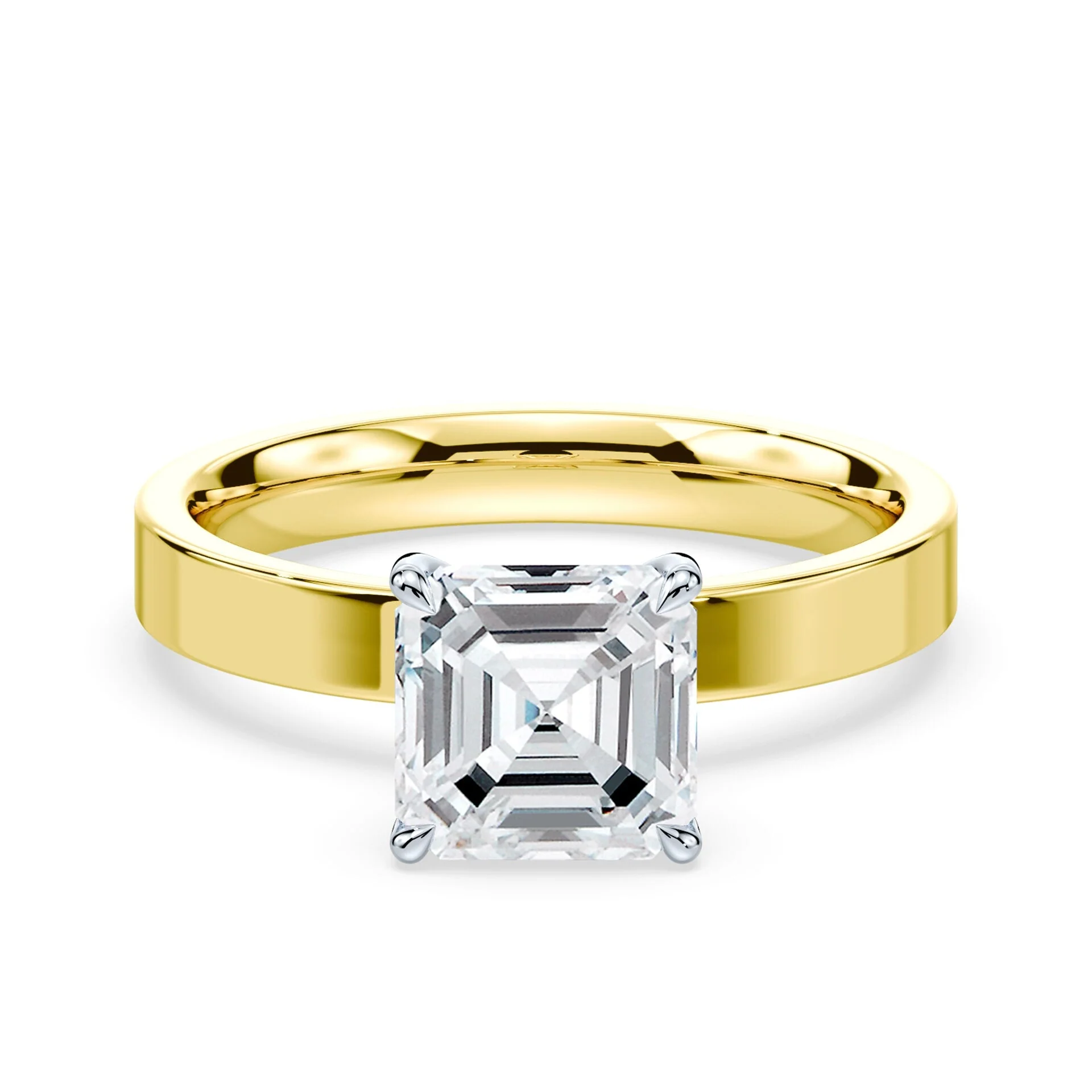 Asscher Hidden Halo Wide Solitaire