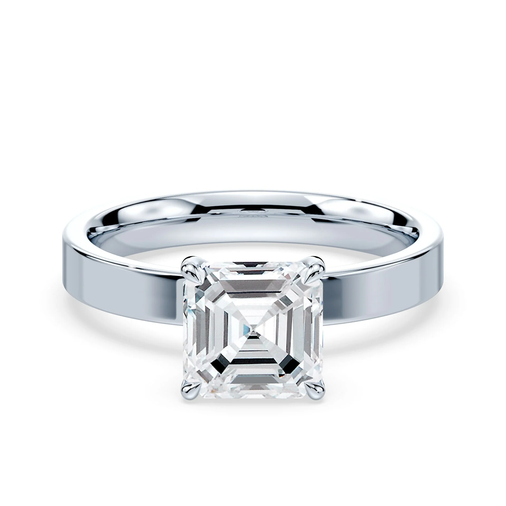 Asscher Hidden Halo Wide Solitaire