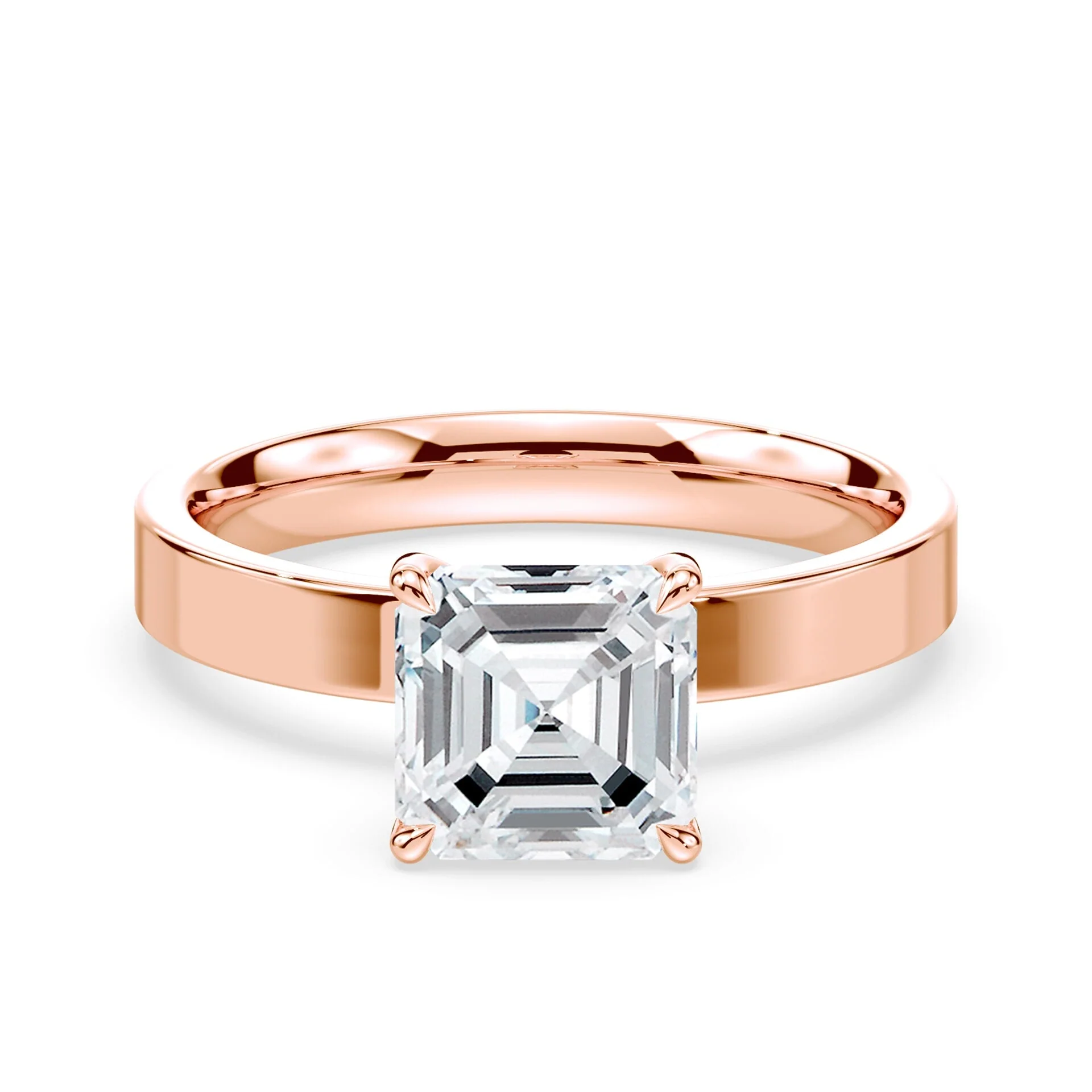 Asscher Hidden Halo Wide Solitaire
