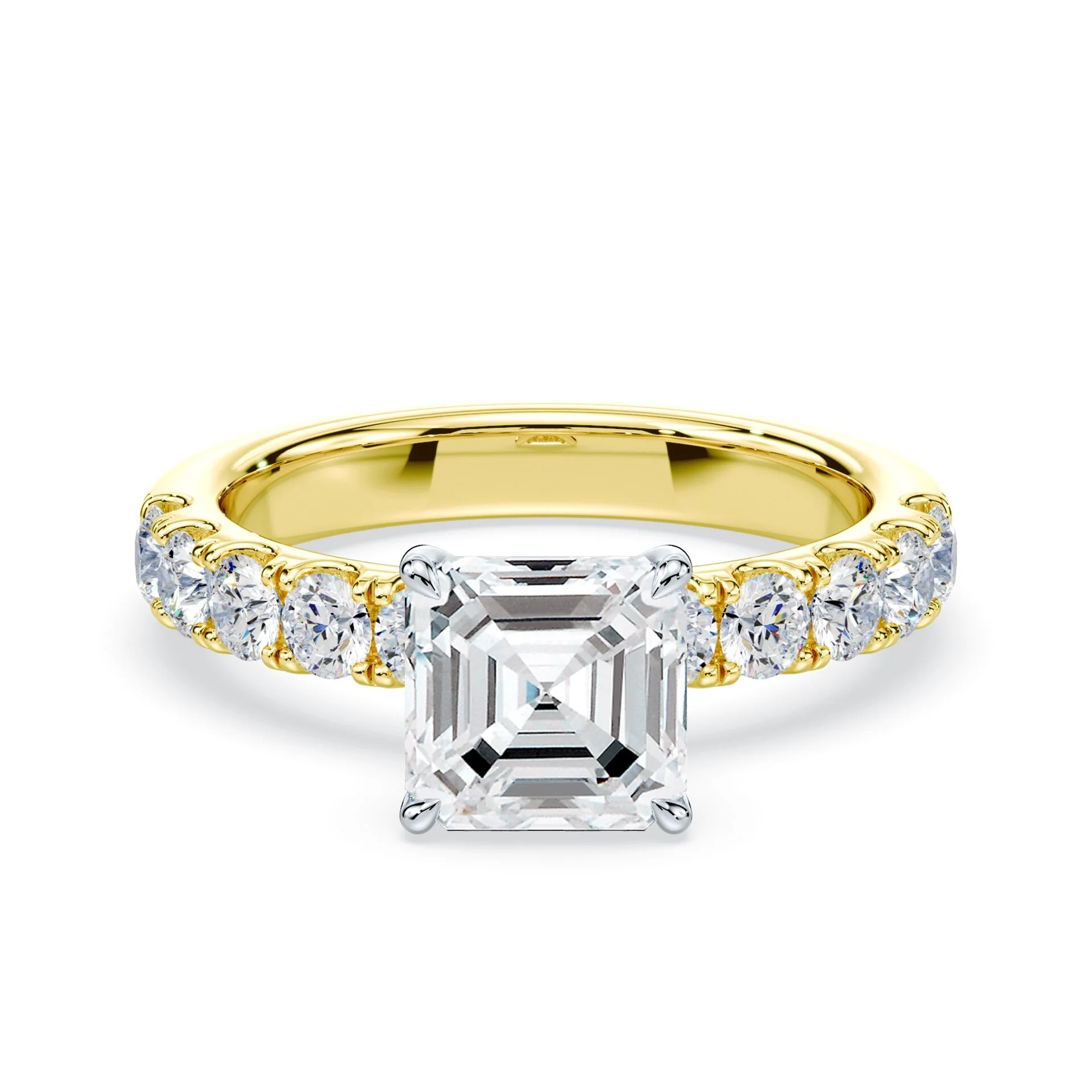Asscher Hidden Halo Wide Pave Ring