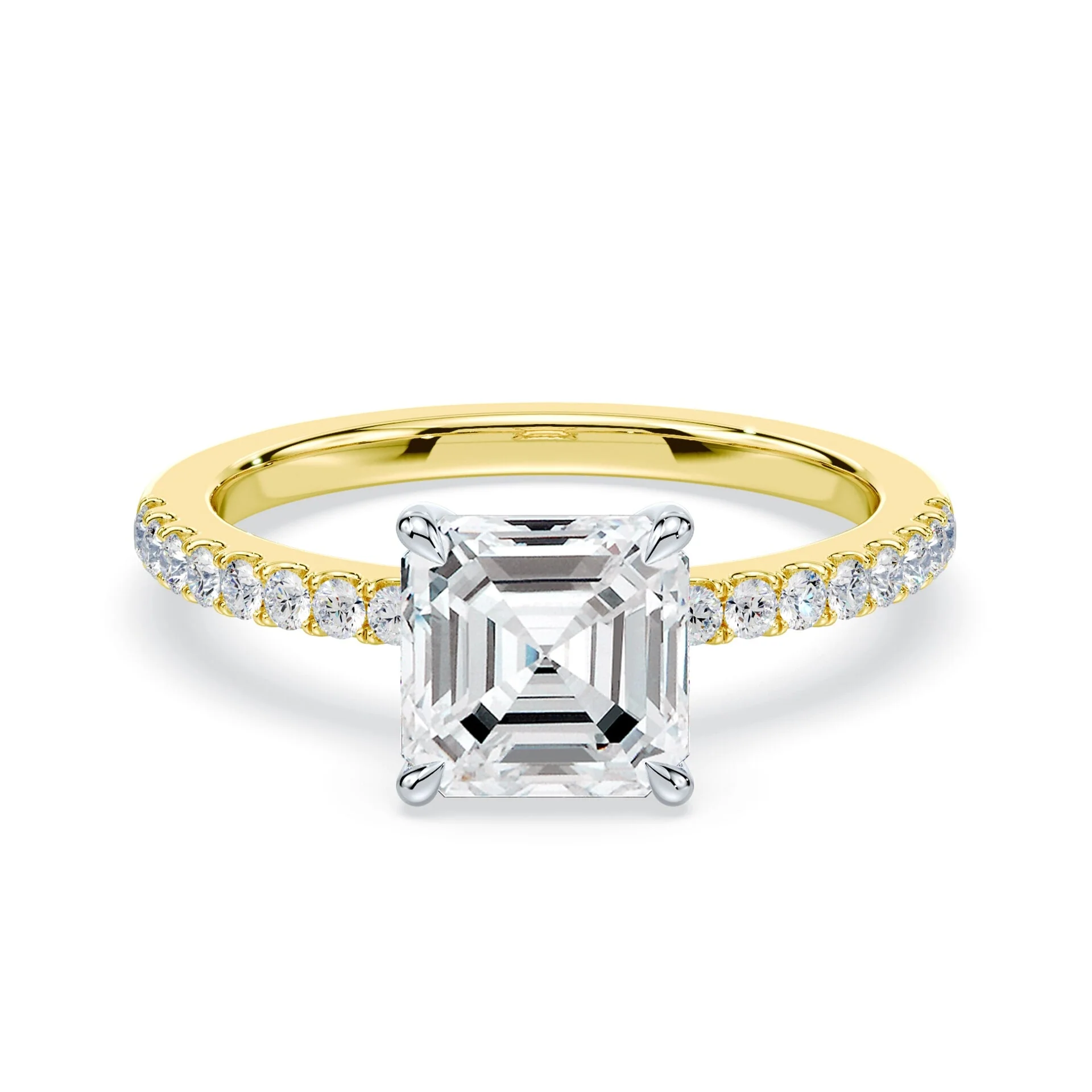 Asscher Low Profile Hidden Halo Pave