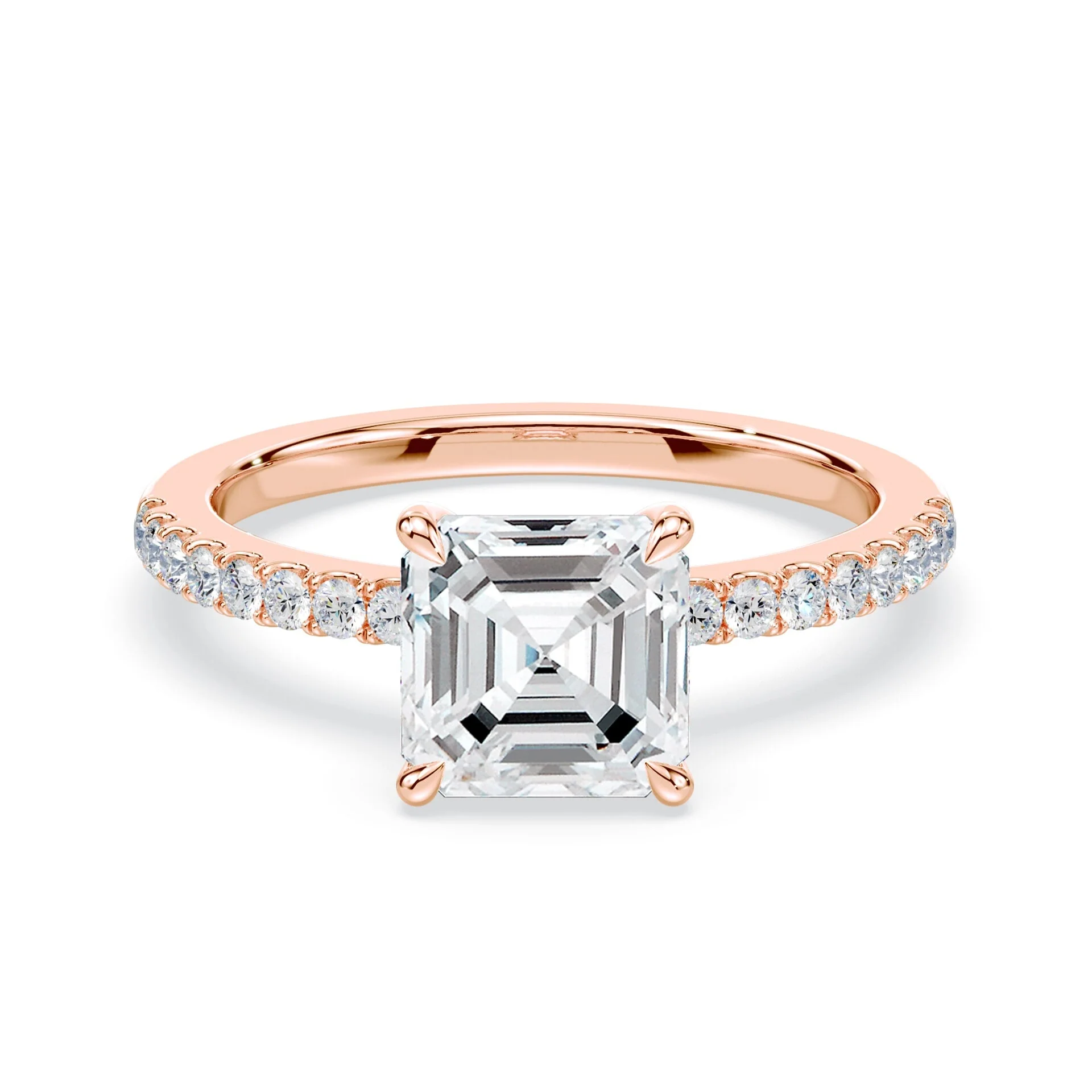 Asscher Low Profile Hidden Halo Pave