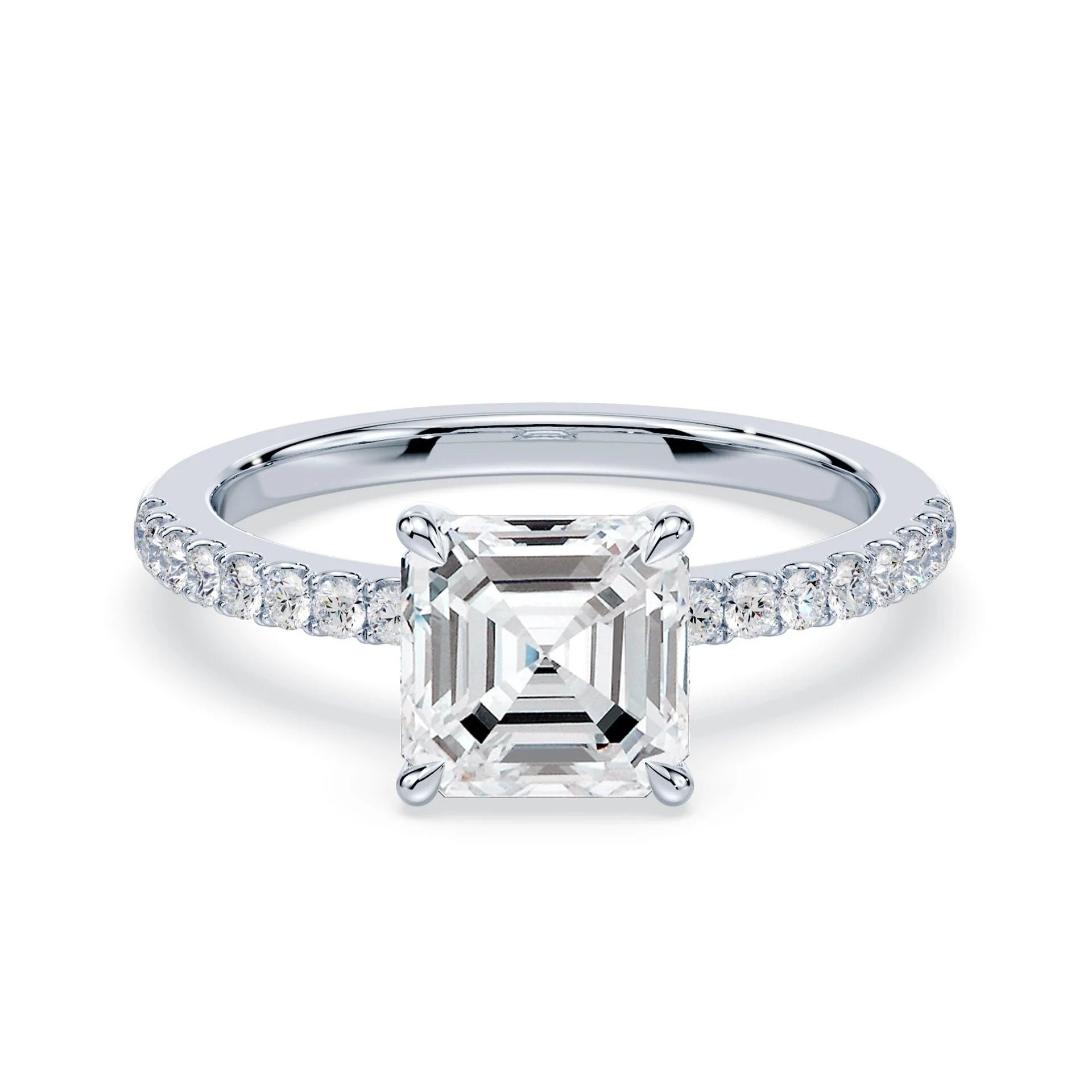 Asscher Low Profile Hidden Halo Pave