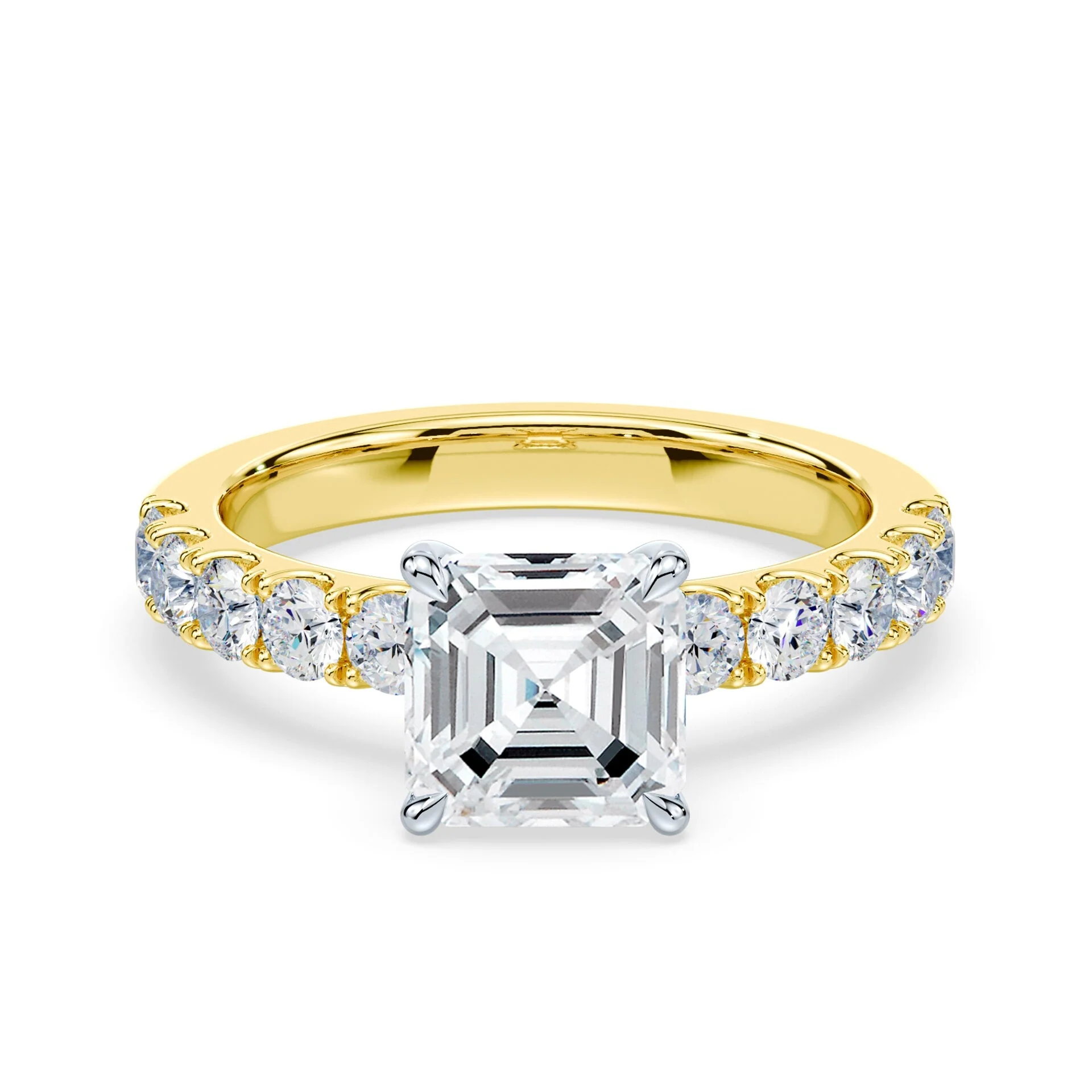Asscher Low Profile Hidden Halo Wide Pave