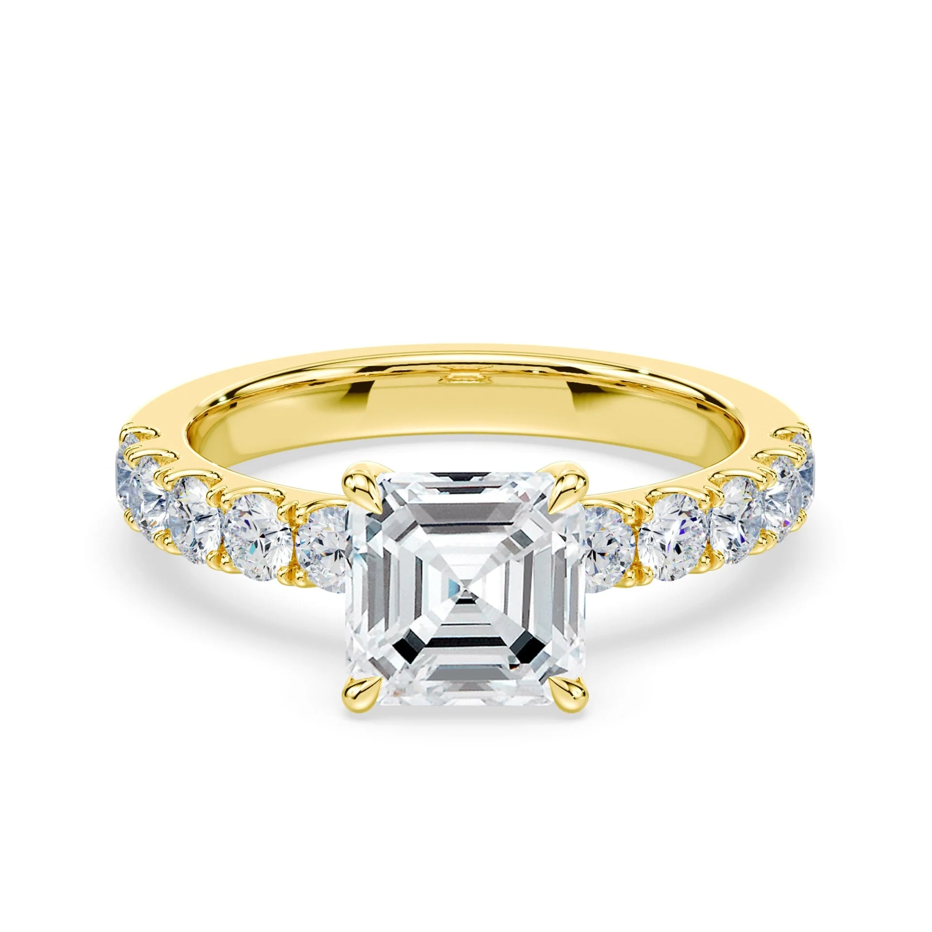 Asscher Low Profile Hidden Halo Wide Pave
