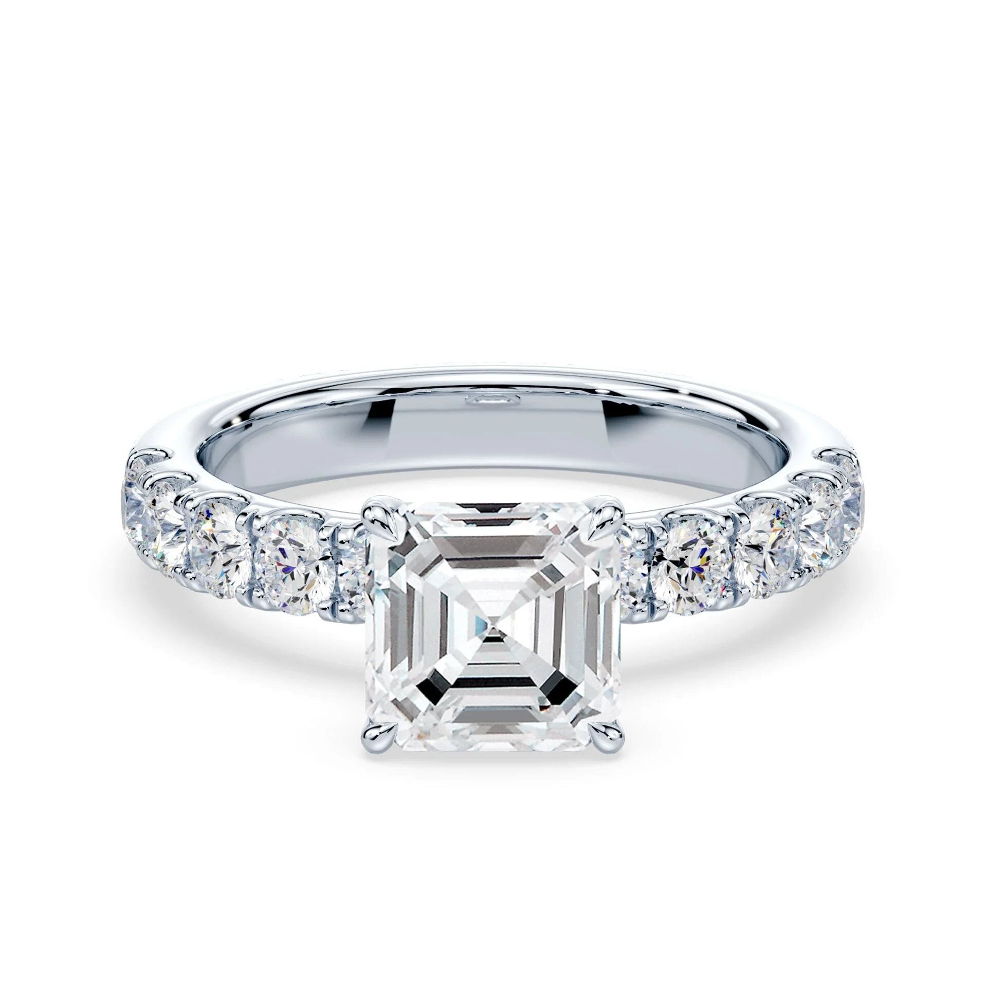 Asscher Cut Wide Pave Ring