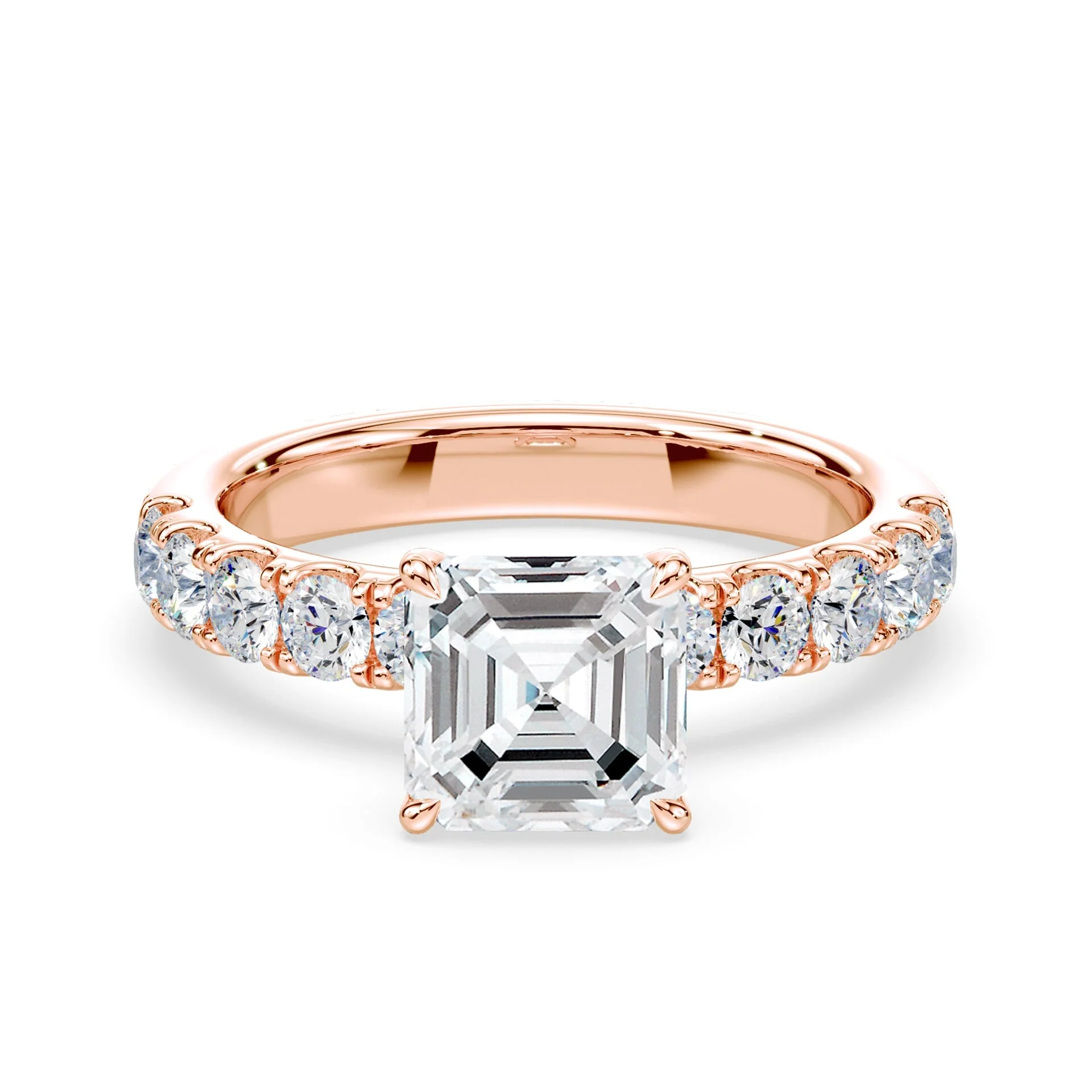 Asscher Cut Wide Pave Ring