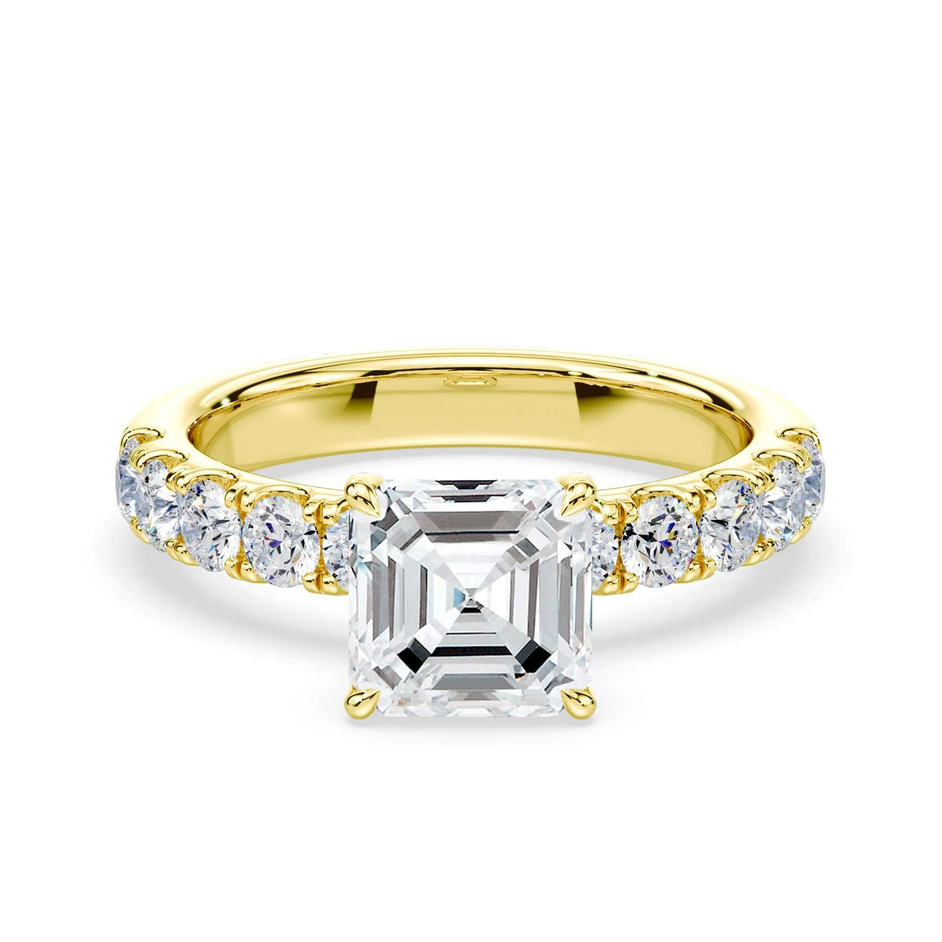 Asscher Cut Wide Pave Ring