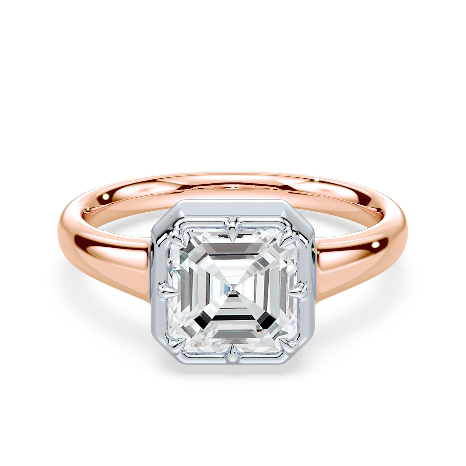 Asscher Cut Button Back Ring