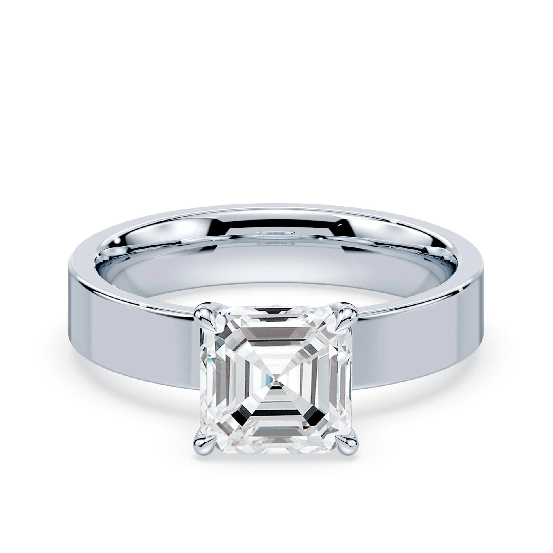 Asscher Low Hidden Halo Wide Ring