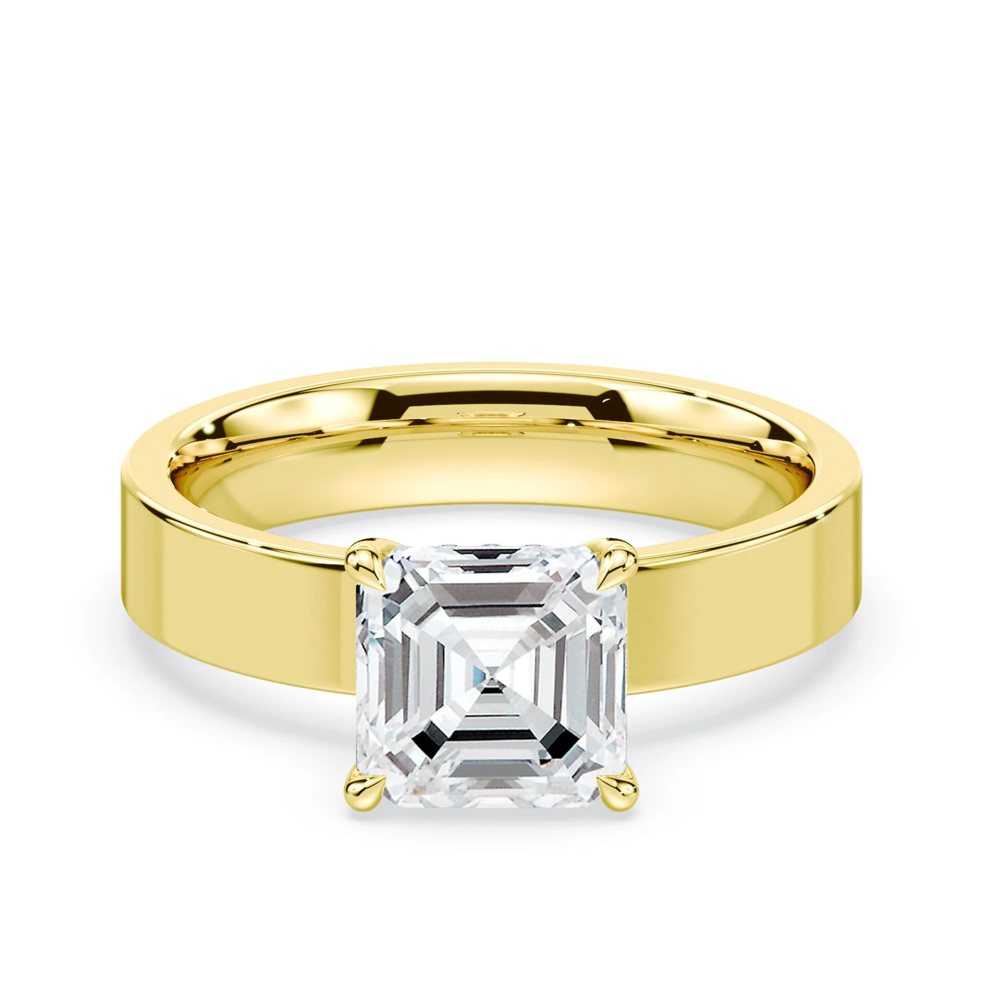 Asscher Low Hidden Halo Wide Ring