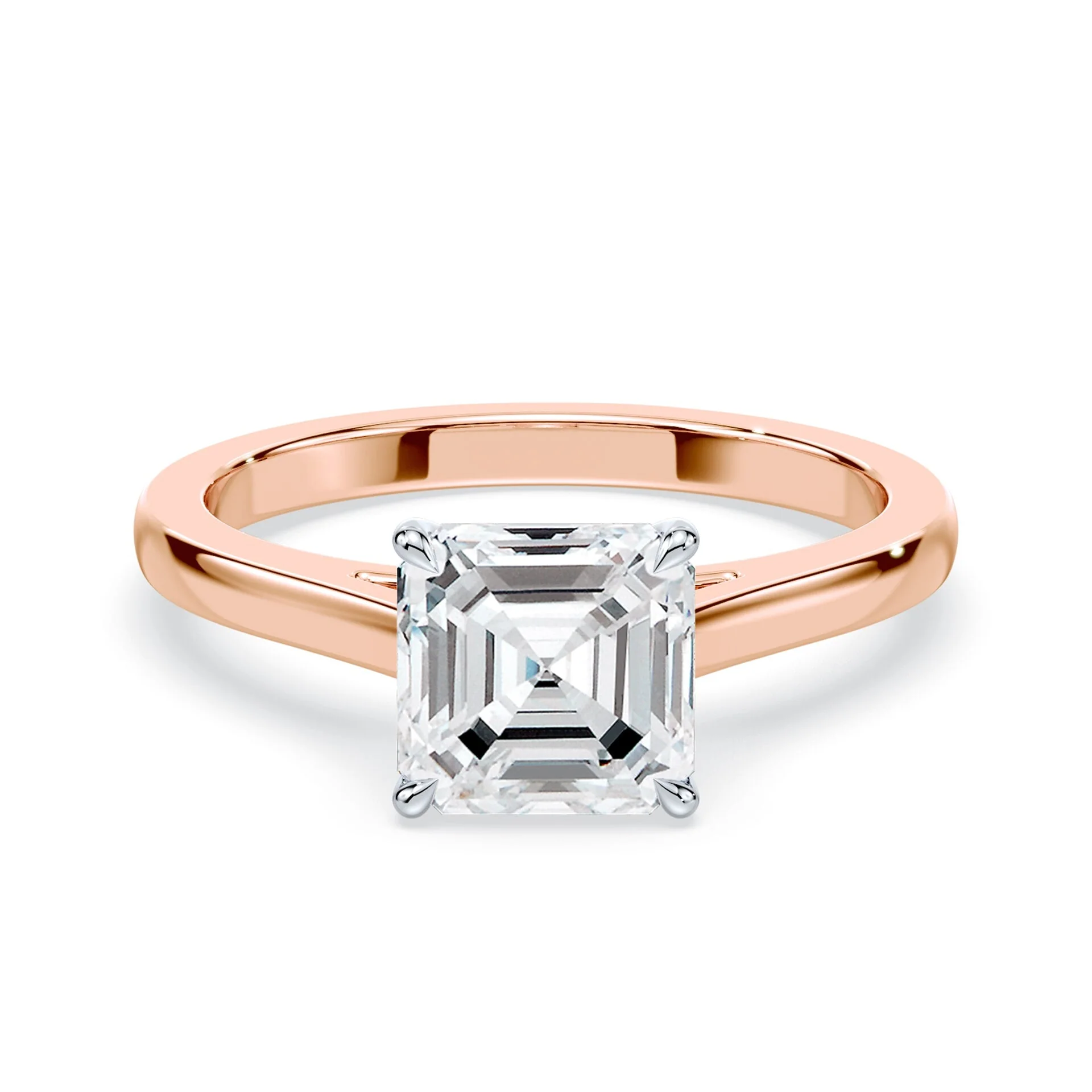 Asscher Cut Sleek Cathedral Ring