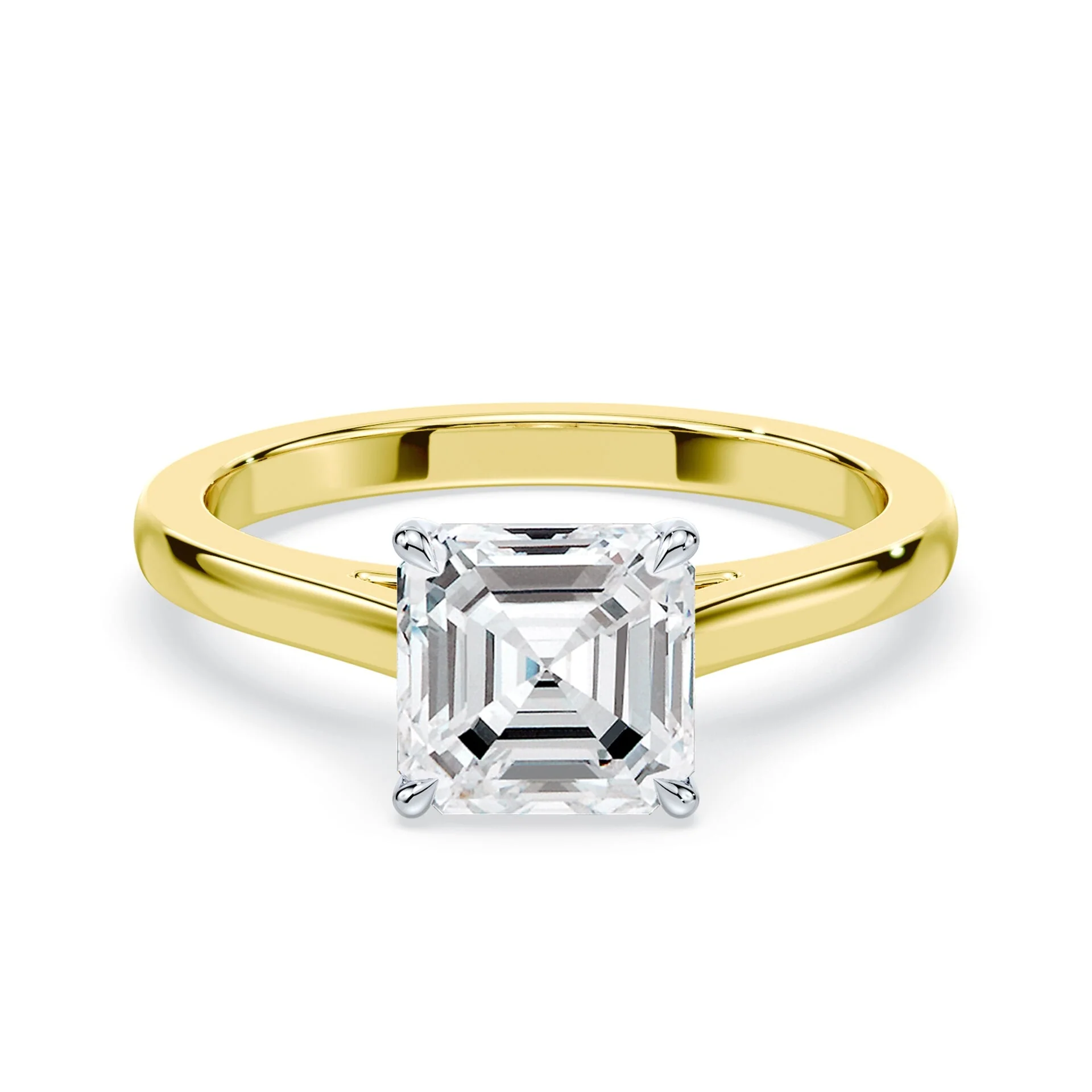 Asscher Cut Sleek Cathedral Ring