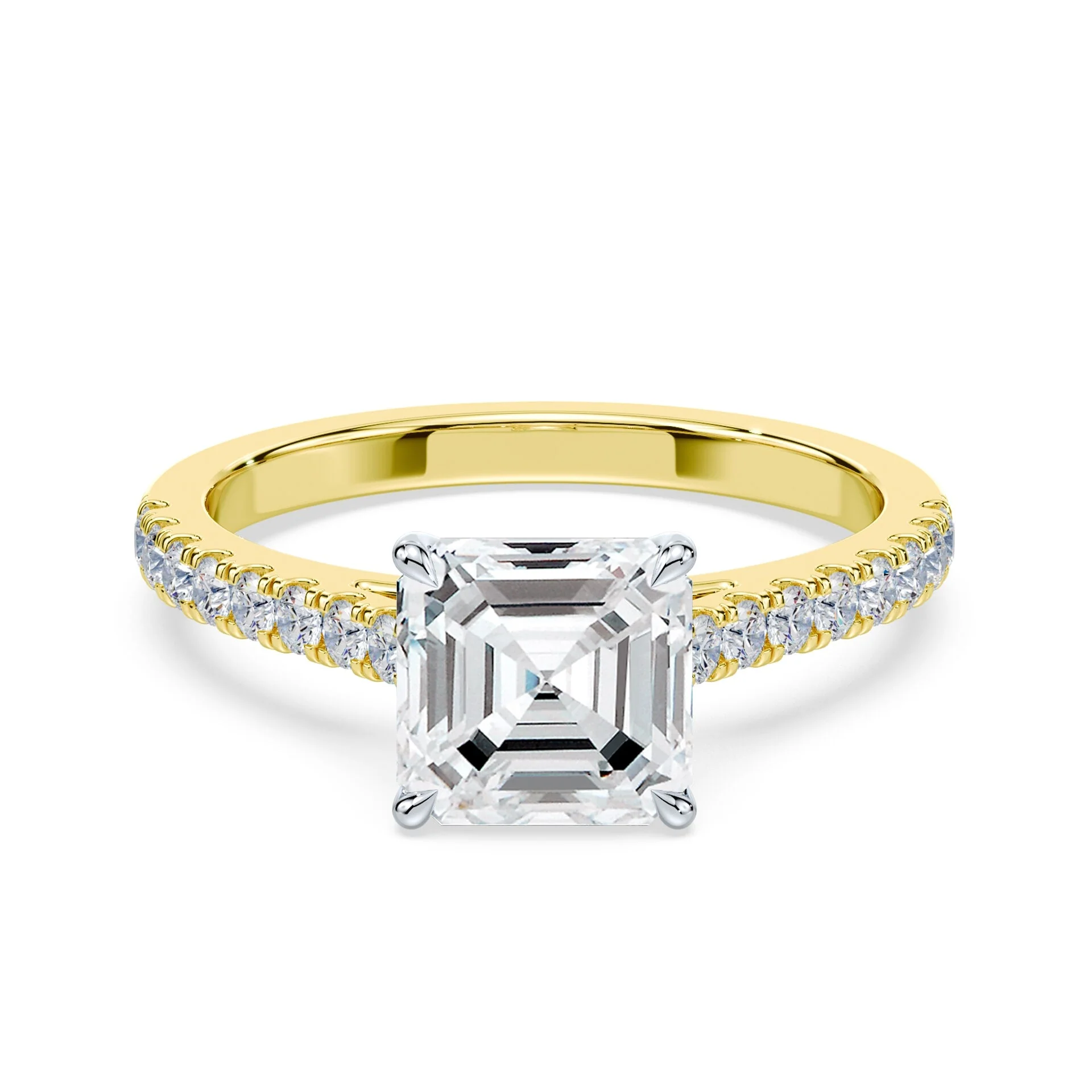 Asscher Cut Sleek Pave Cathedral
