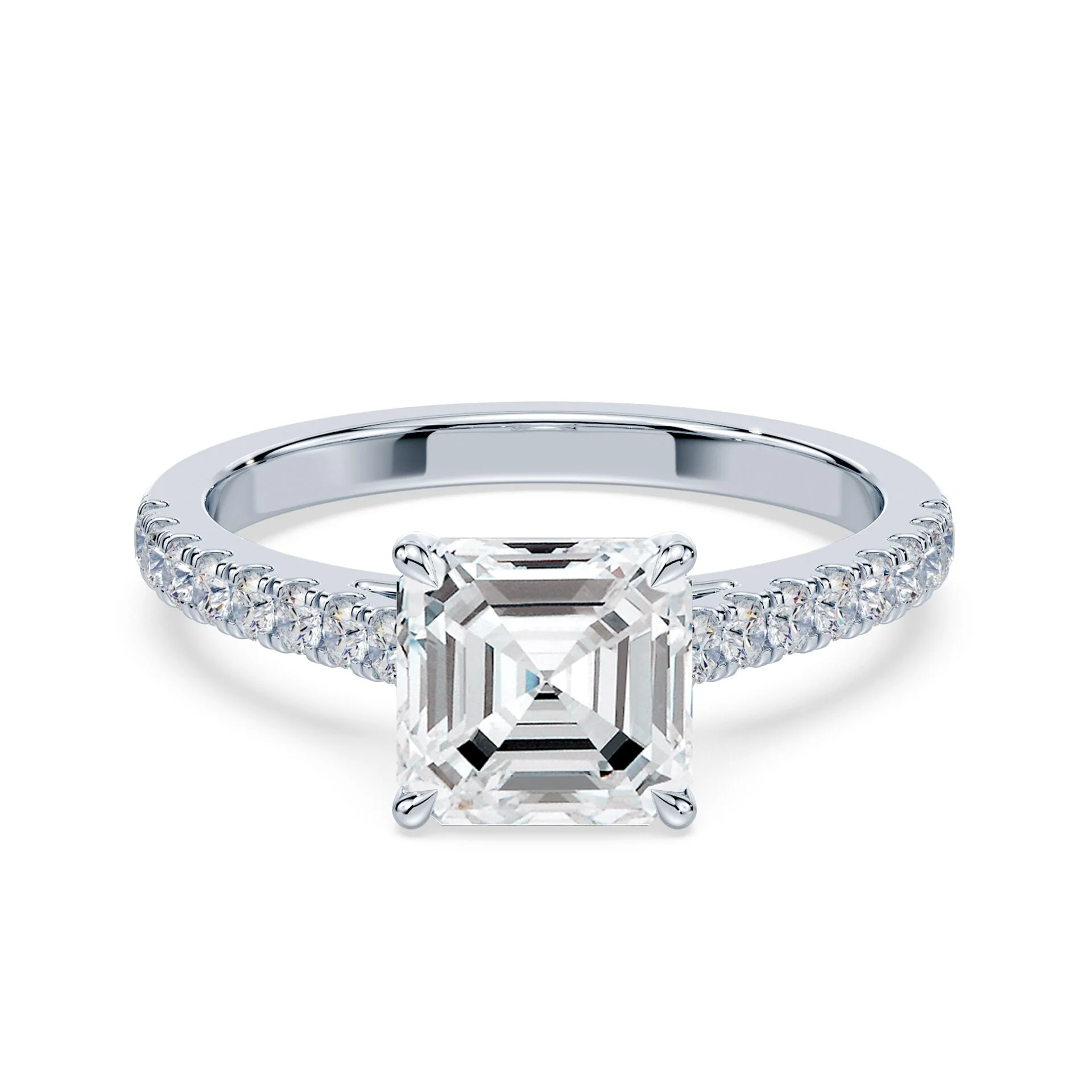 Asscher Cut Sleek Pave Cathedral