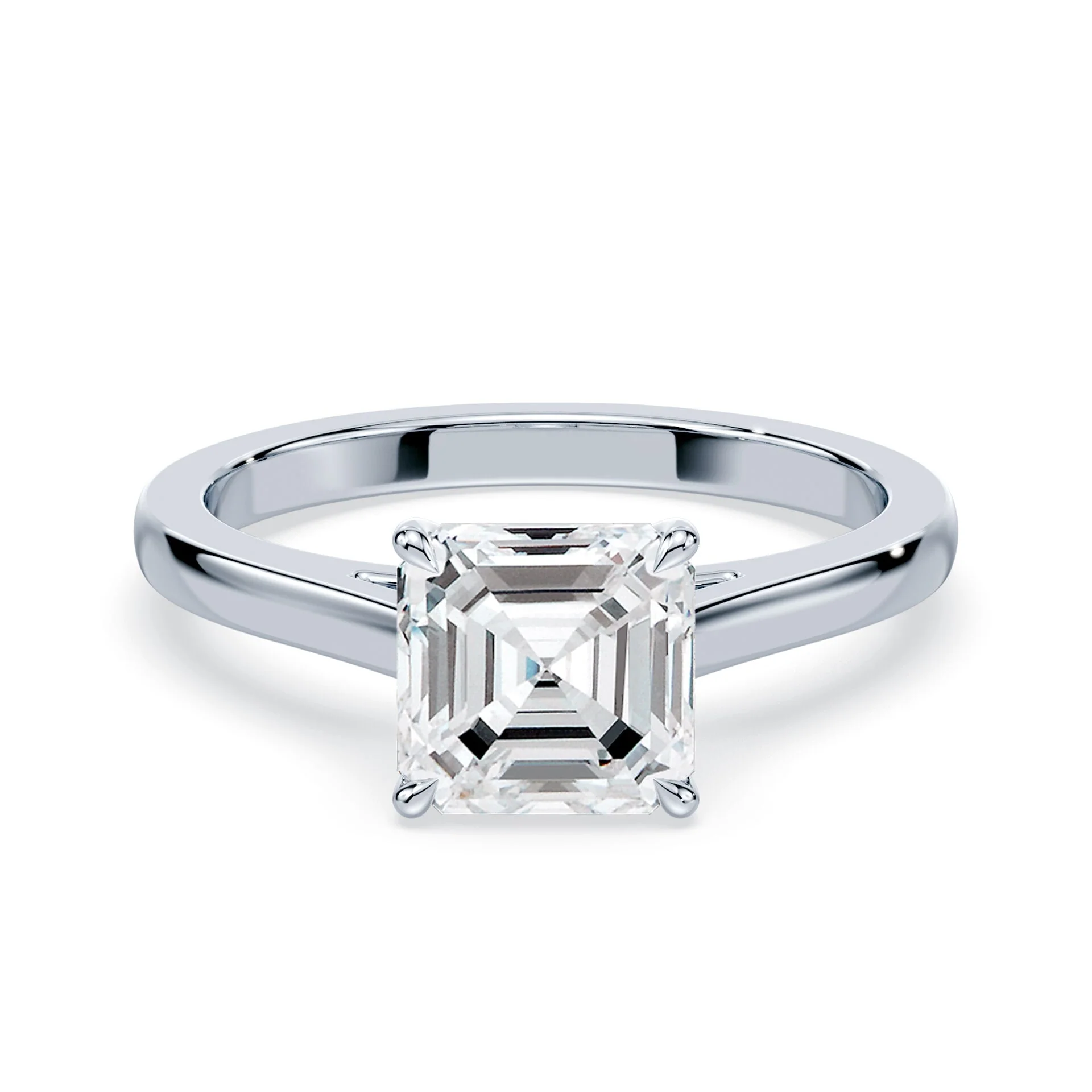 Asscher Cut Sleek Cathedral Ring