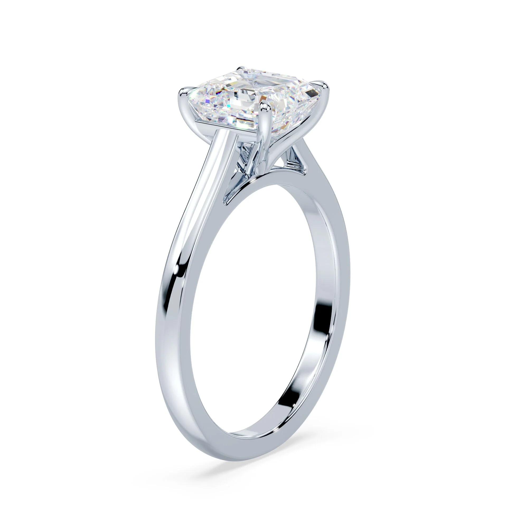 Asscher Cut Sleek Cathedral Ring - Image 2