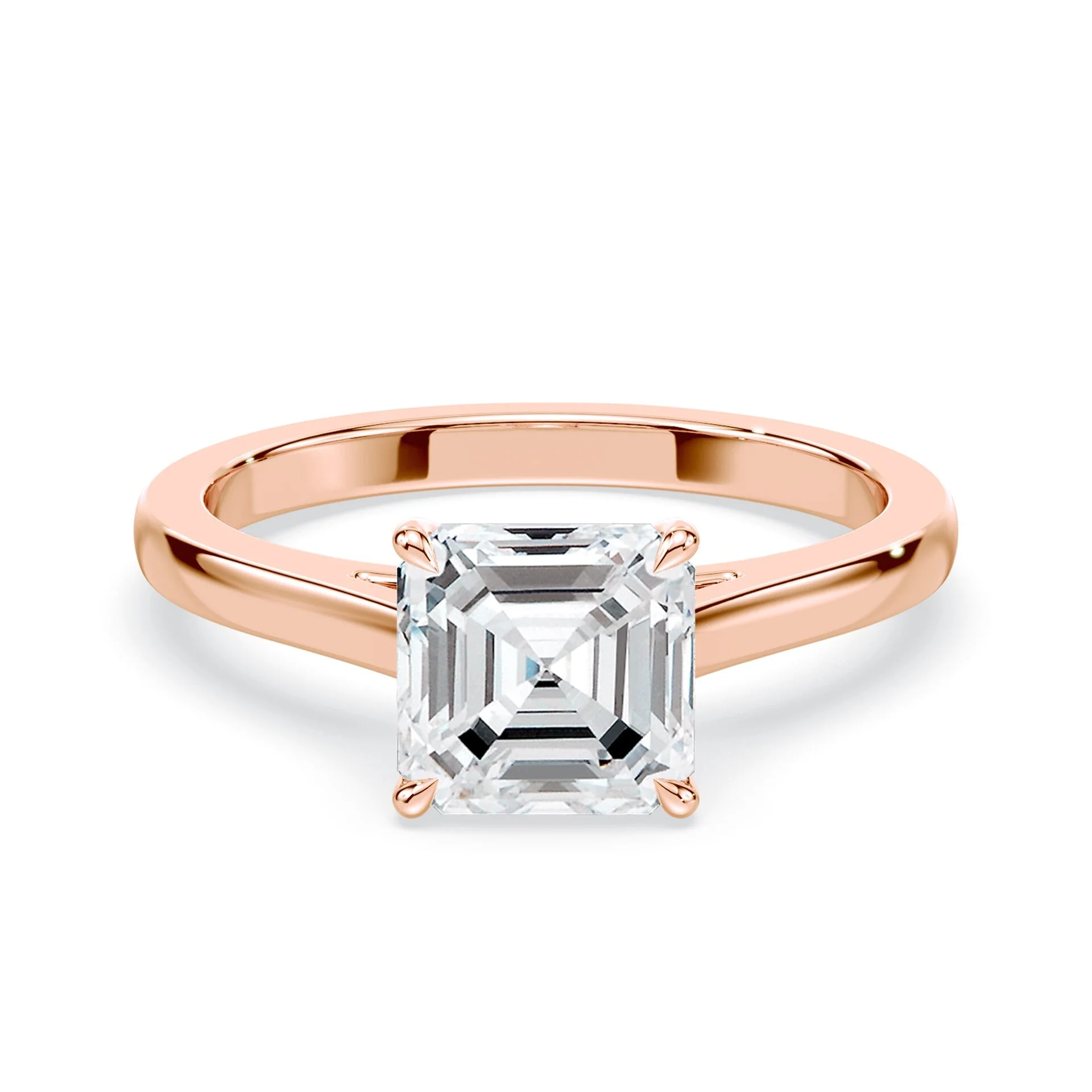 Asscher Cut Sleek Cathedral Ring