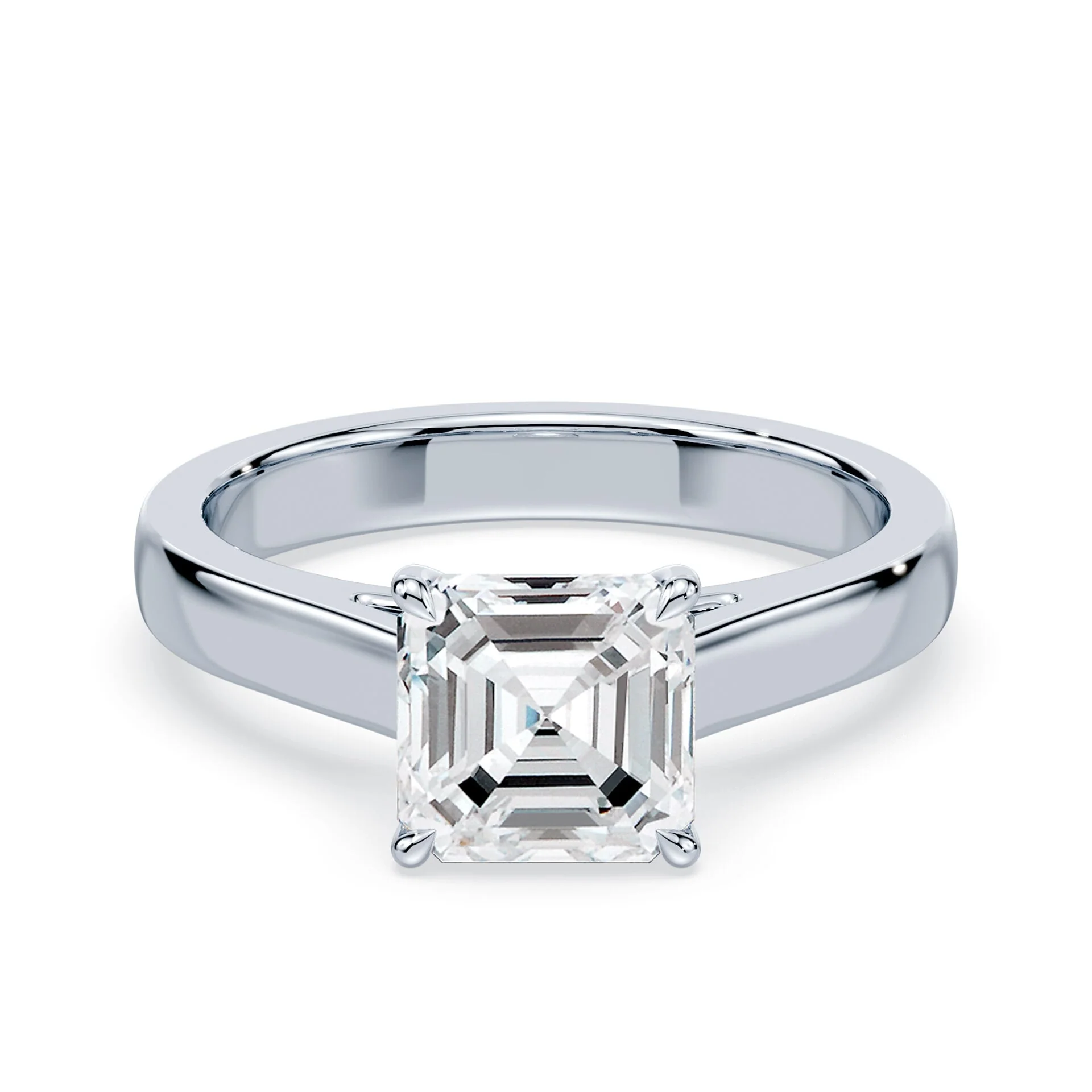 Asscher Cut Wide Cathedral Ring