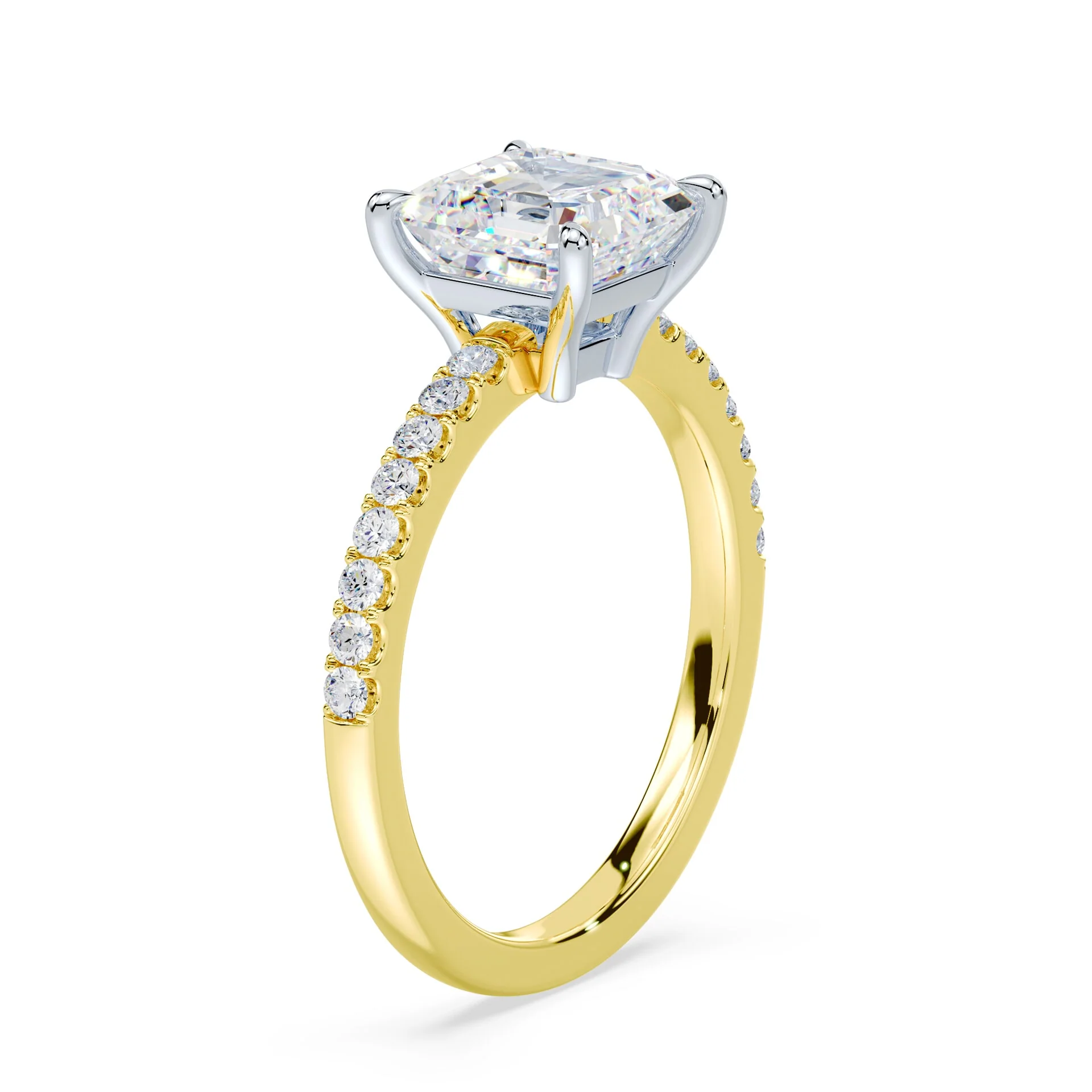Asscher Cut Low Profile Pave Ring - Image 2