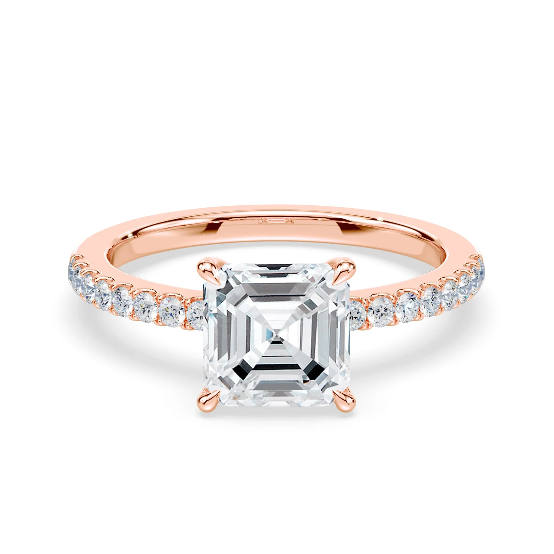 Asscher Cut Low Profile Pave Ring