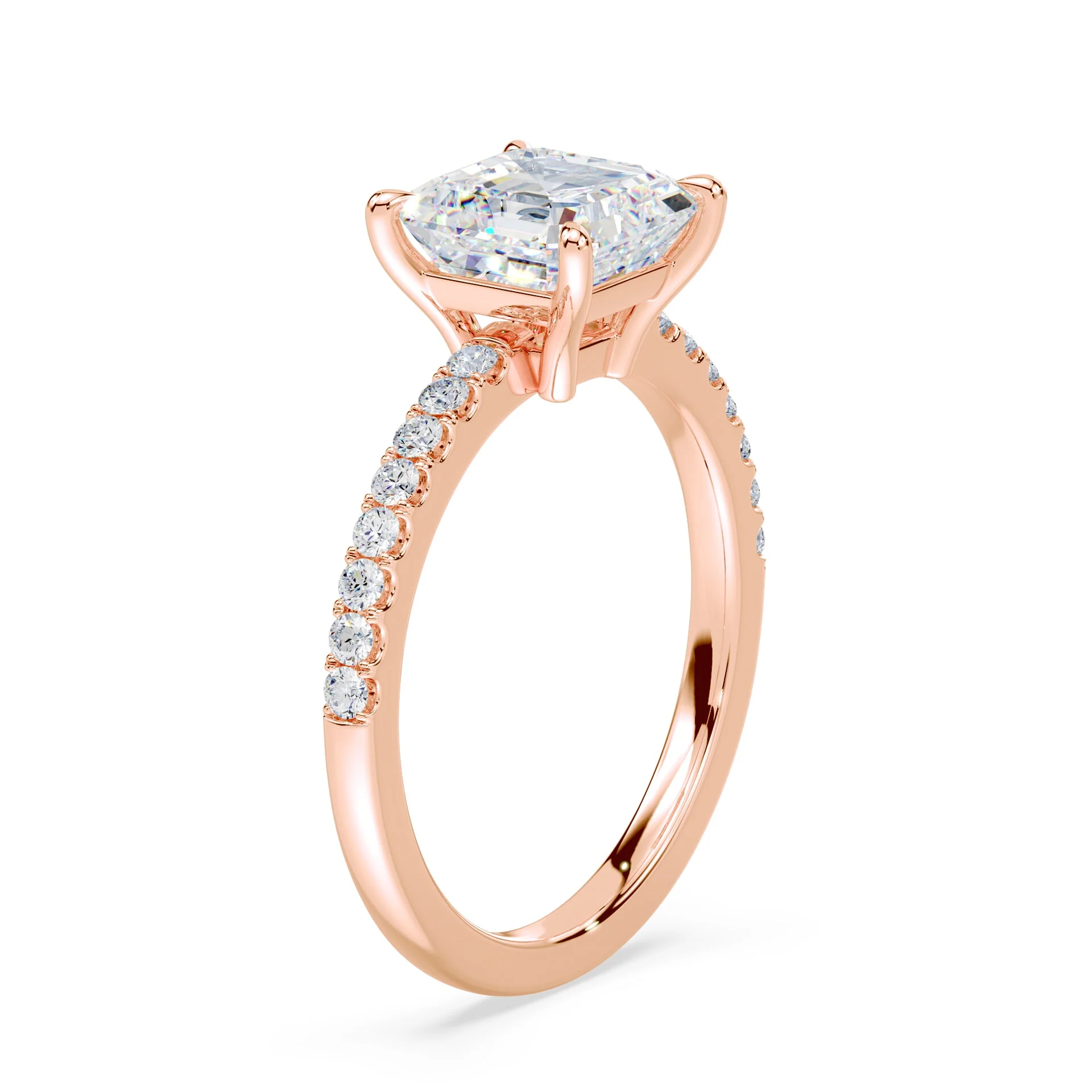 Asscher Cut Low Profile Pave Ring - Image 2