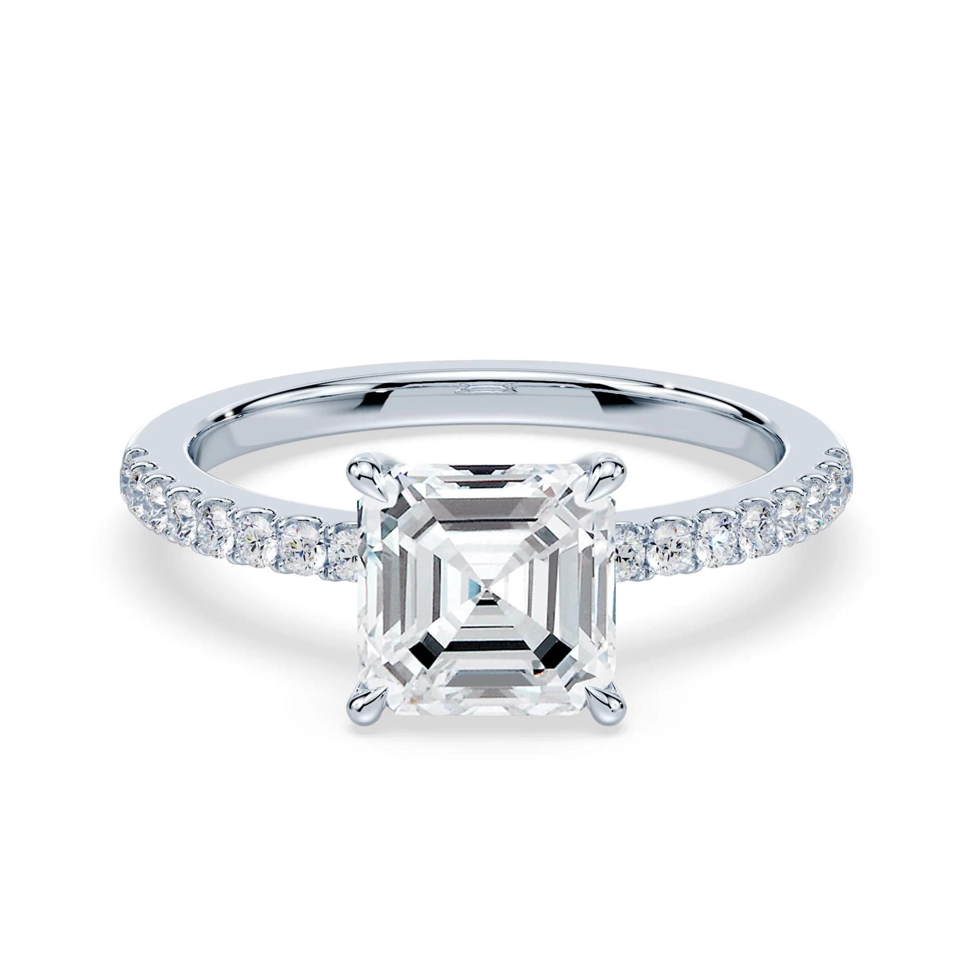 Asscher Cut Low Profile Pave Ring