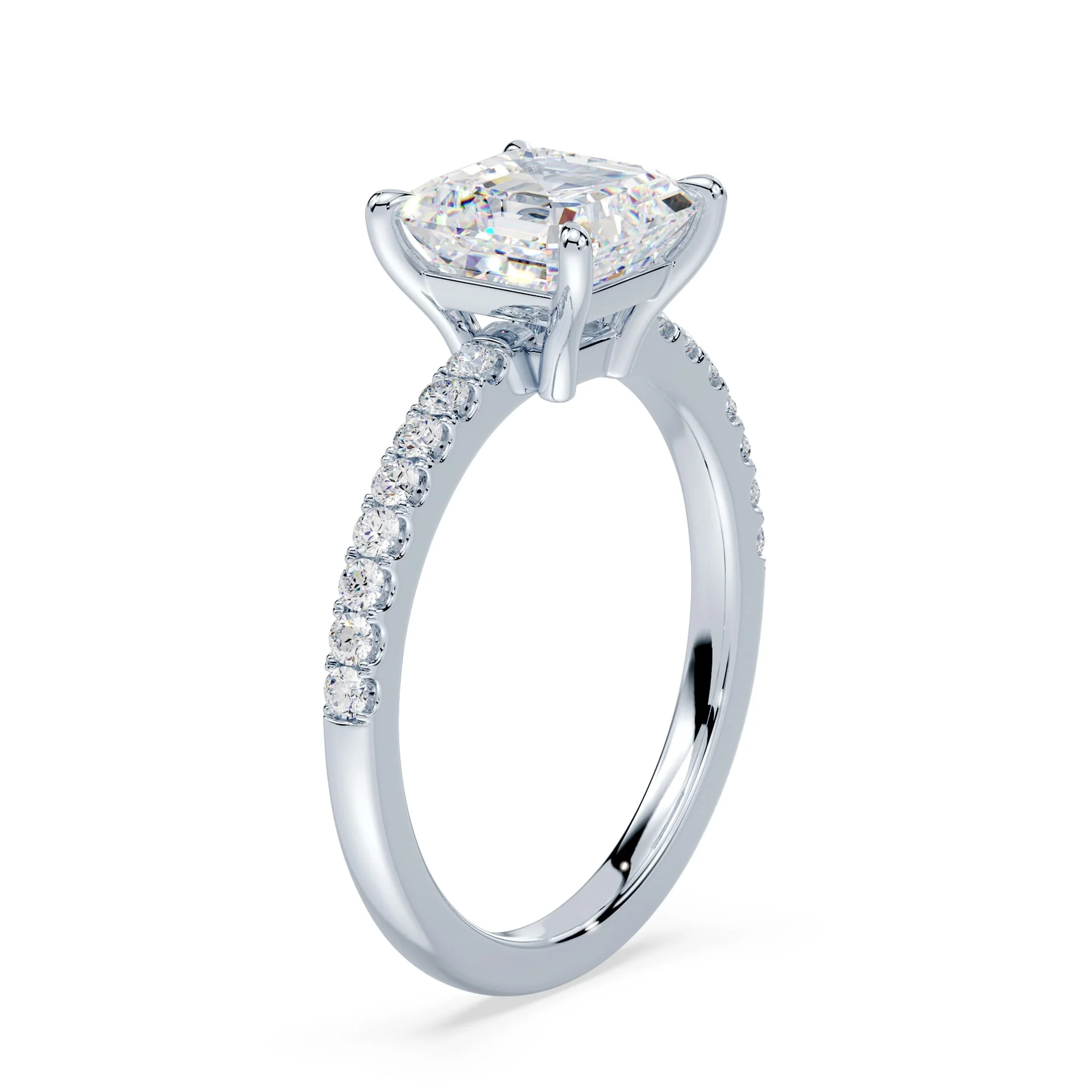 Asscher Cut Low Profile Pave Ring - Image 2