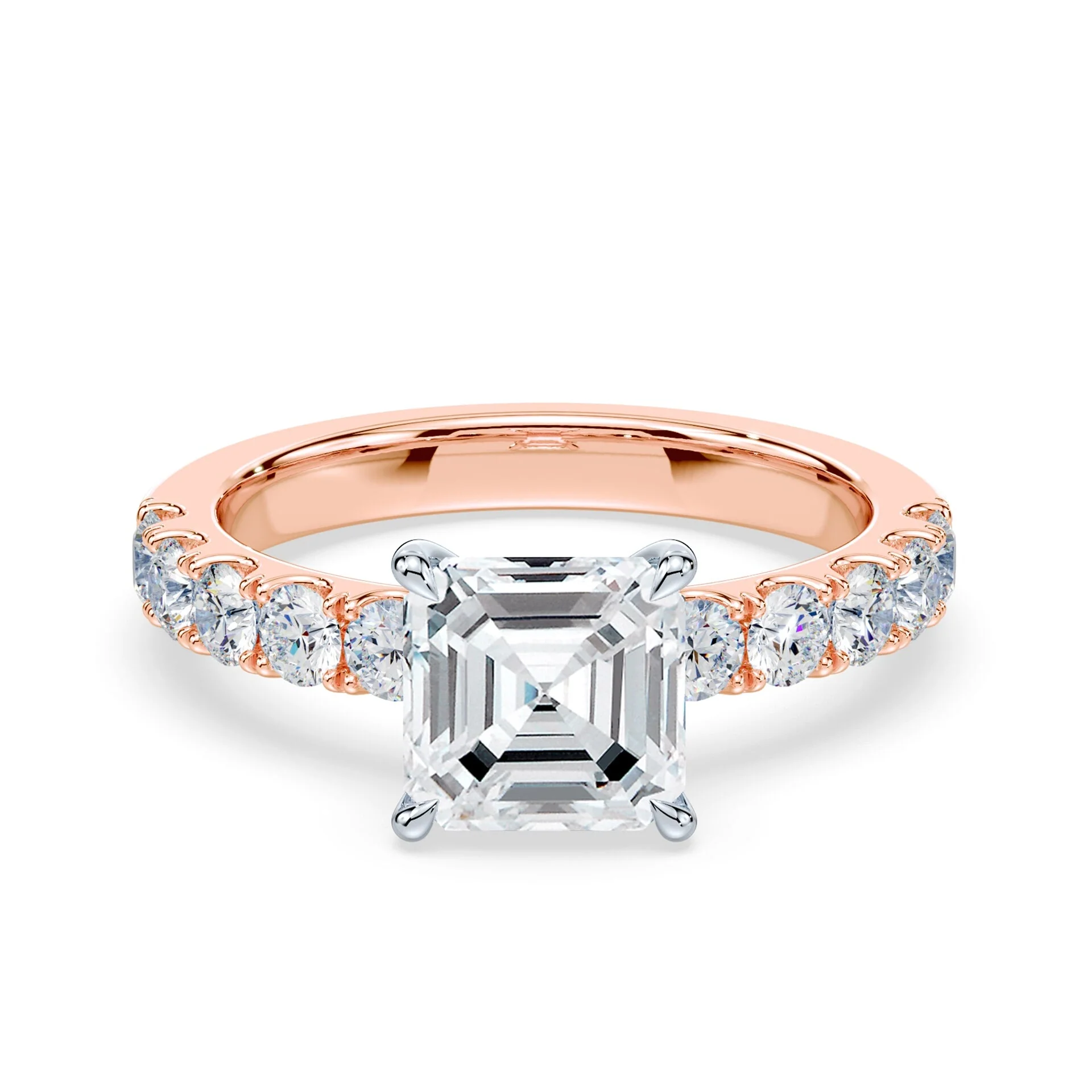 Asscher Low Profile Wide Pave Ring