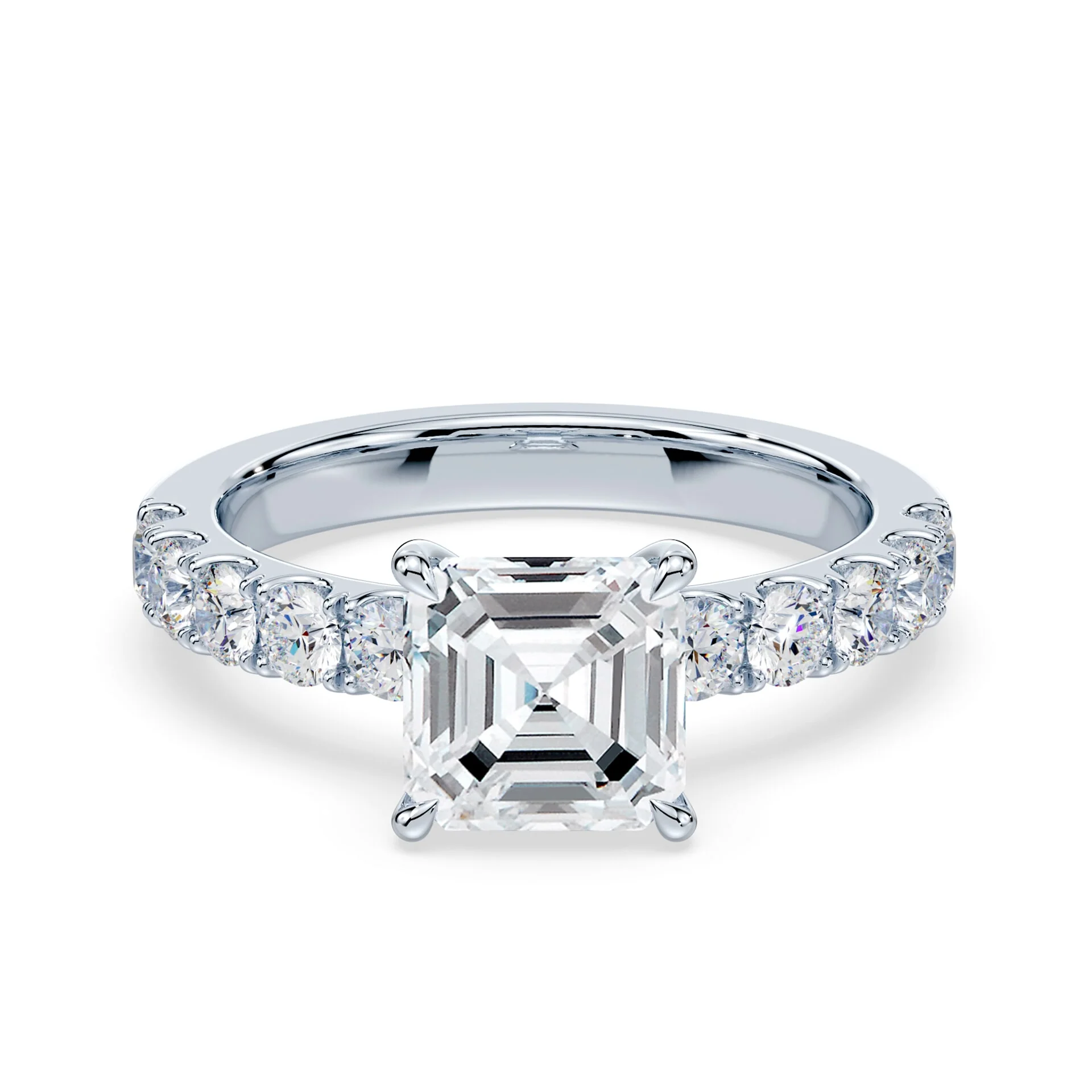 Asscher Low Profile Wide Pave Ring