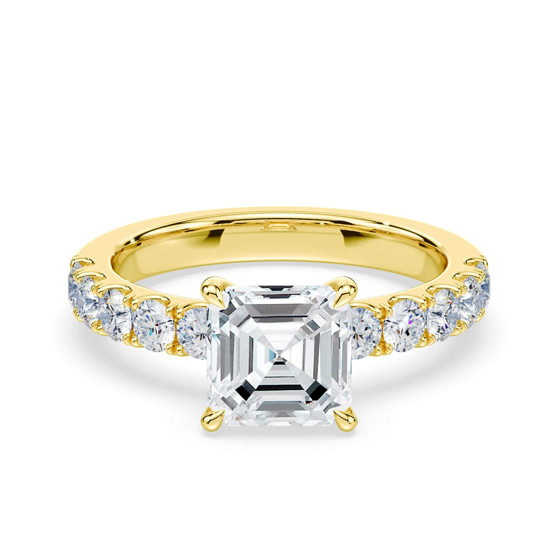 Asscher Low Profile Wide Pave Ring