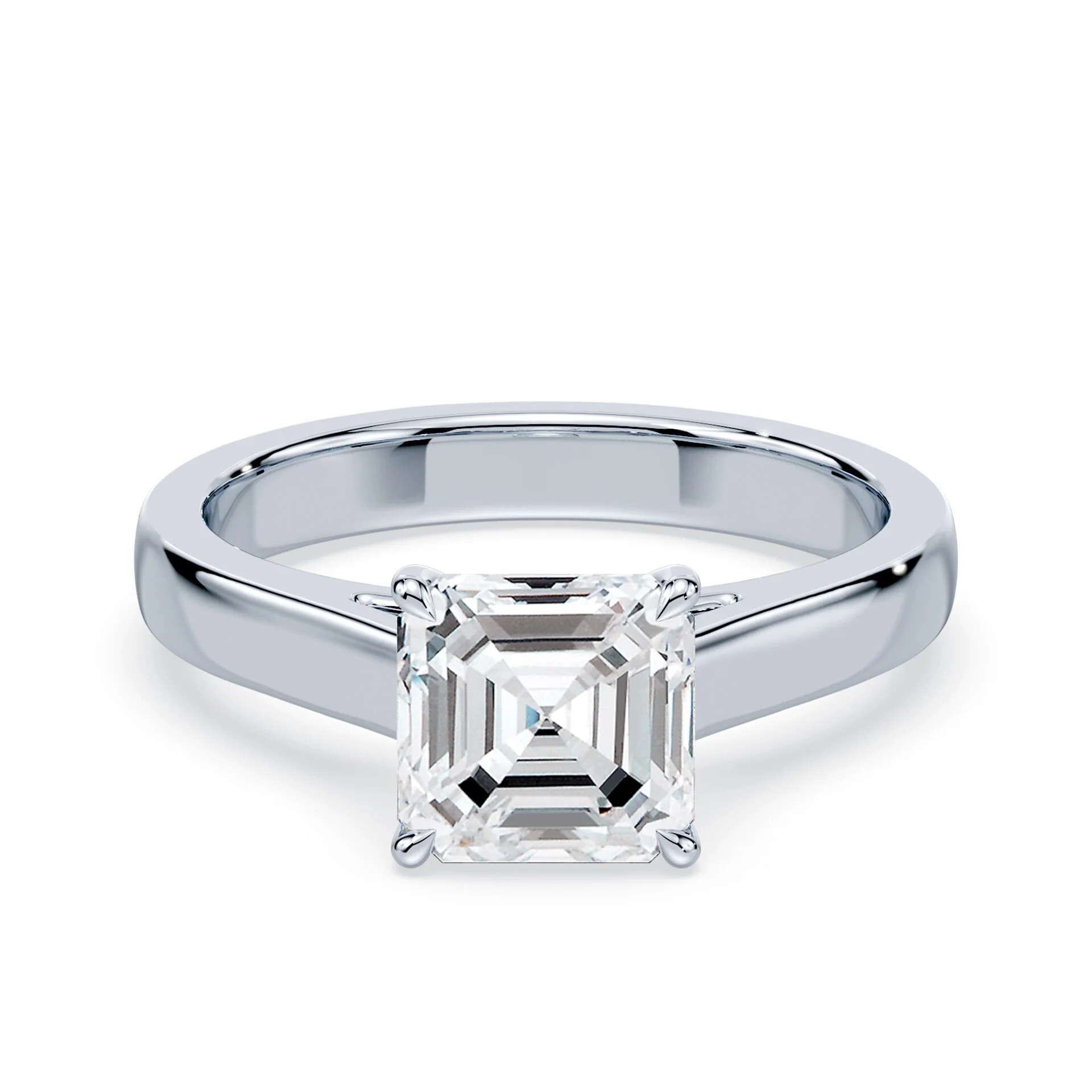Asscher Cut Wide Cathedral Ring