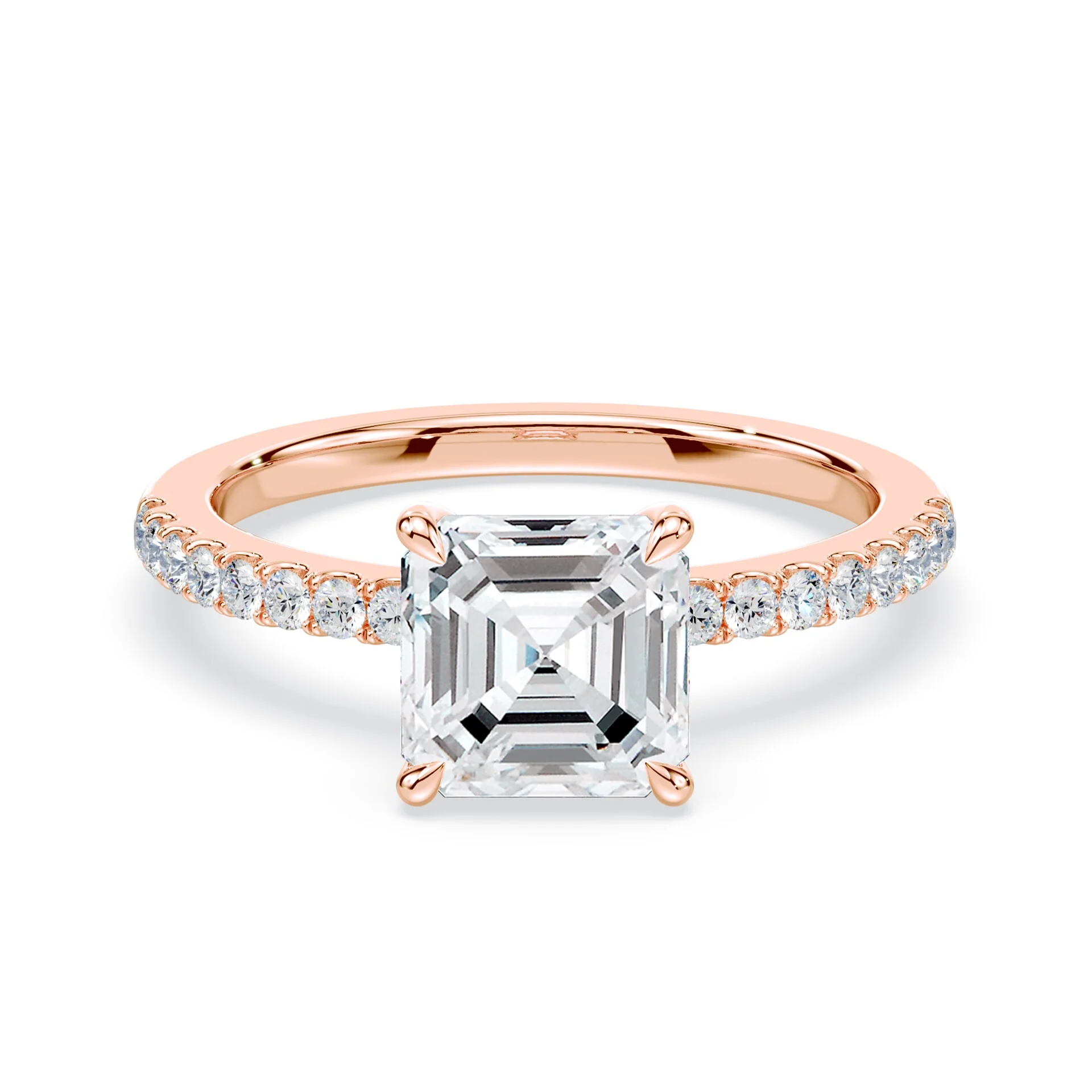Asscher Low Profile Hidden Halo Pave