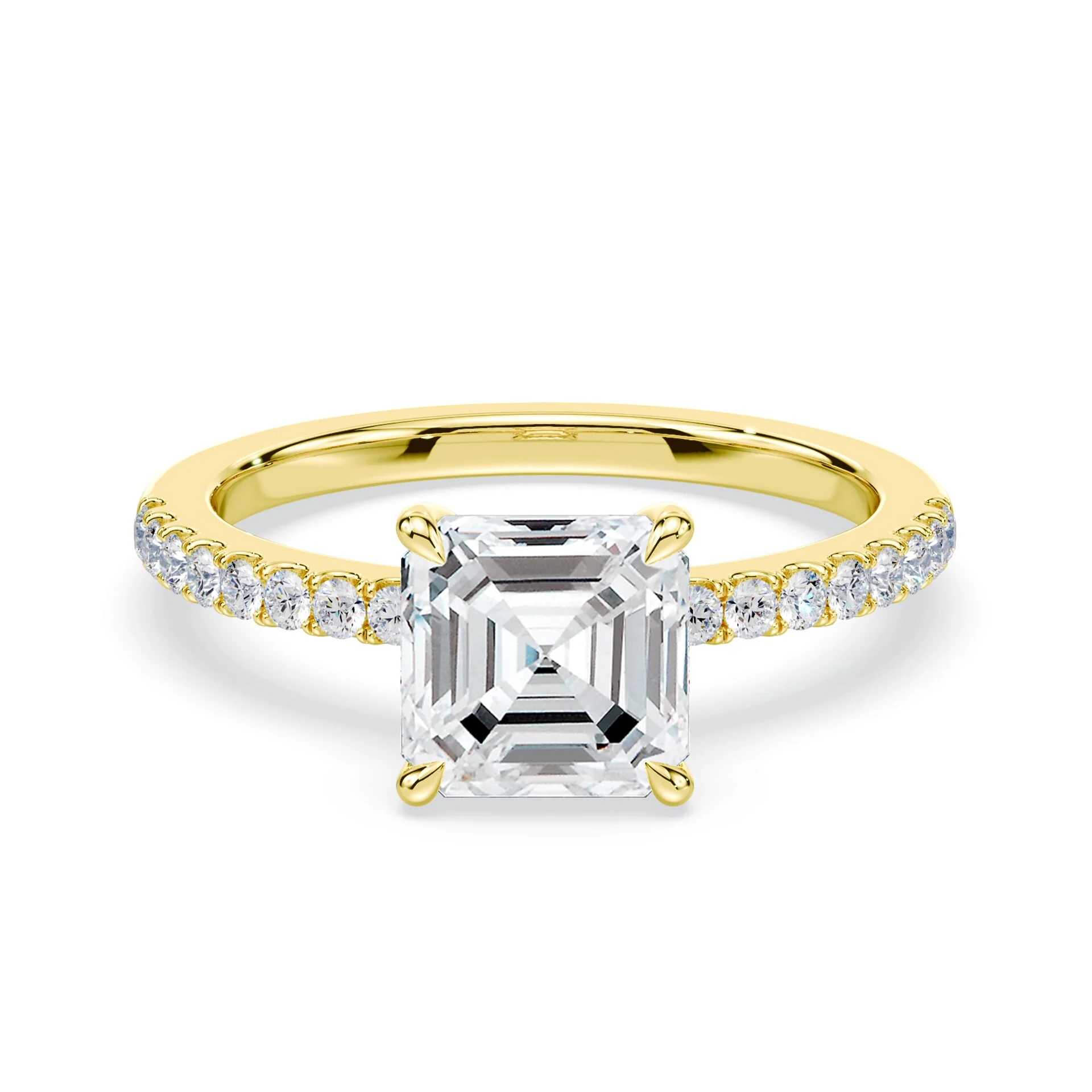 Asscher Low Profile Hidden Halo Pave