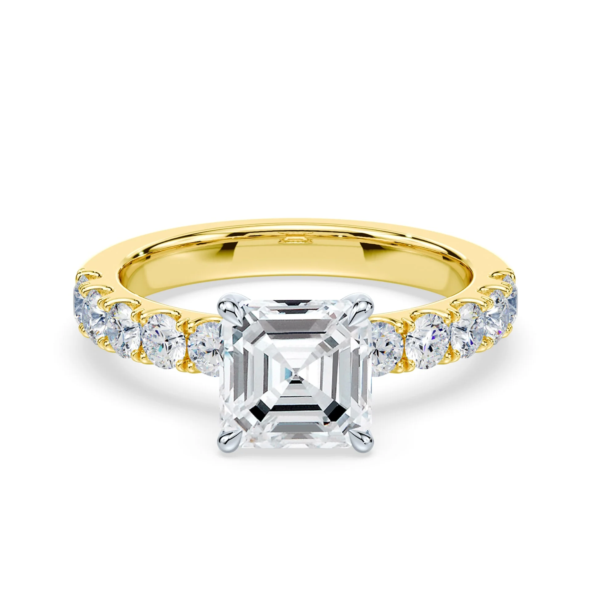 Asscher Low Profile Hidden Halo Wide Pave